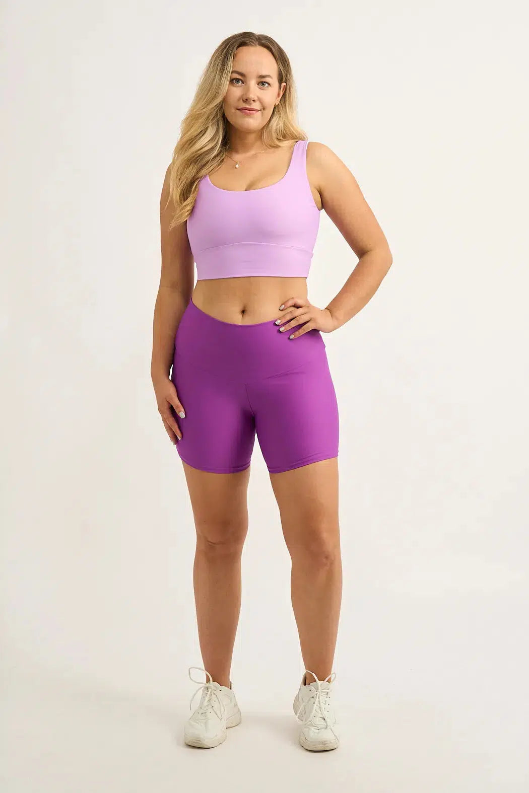 Performance High Waisted Booty Shorts - Purple-Activewear-Exoticathletica