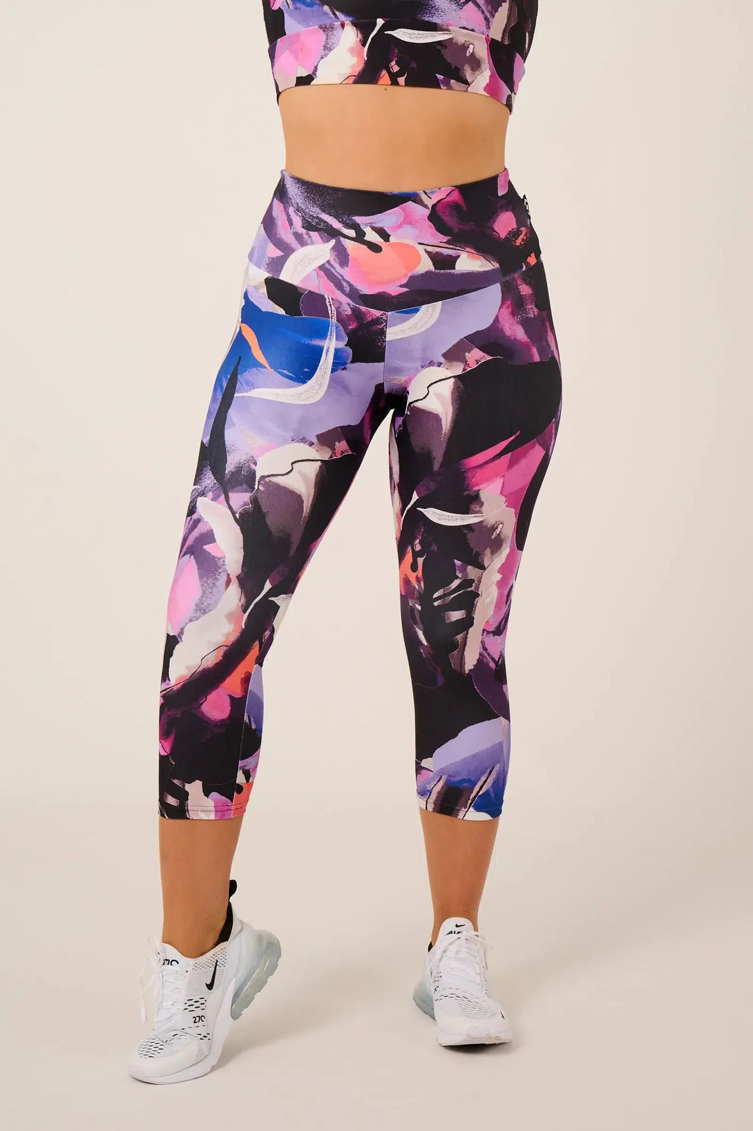 Performance High Waisted Capri Leggings - Calypso Nights-Activewear-Exoticathletica