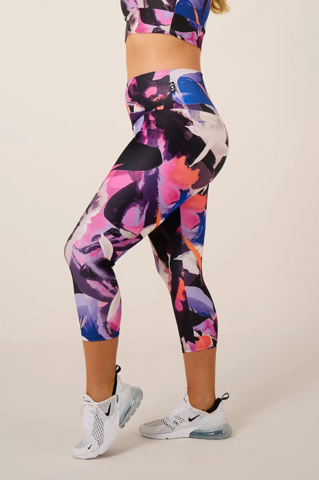 Performance High Waisted Capri Leggings - Calypso Nights-Activewear-Exoticathletica