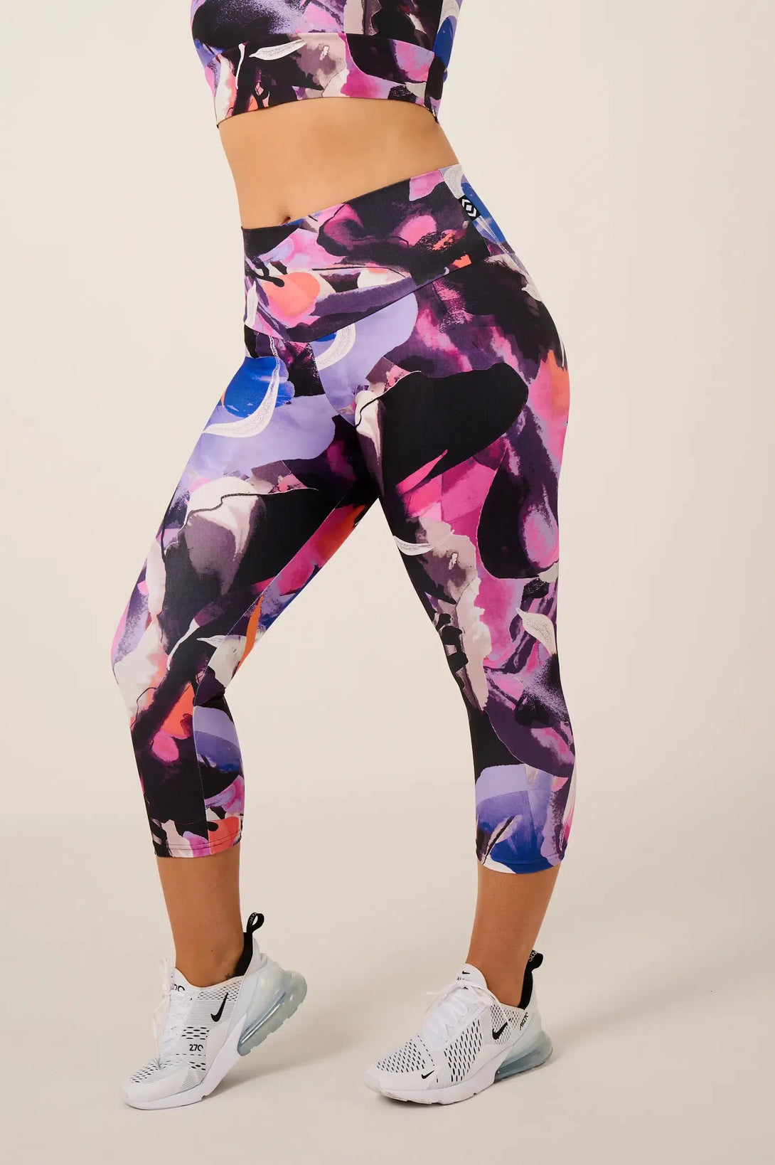 Performance High Waisted Capri Leggings - Calypso Nights-Activewear-Exoticathletica