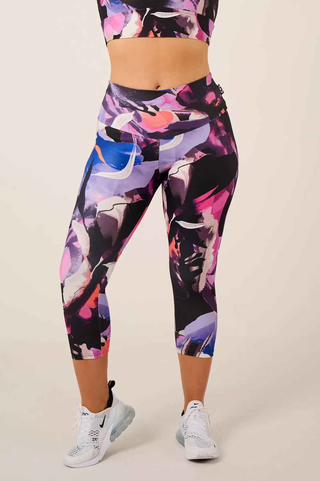 Performance High Waisted Capri Leggings - Calypso Nights-SK-0443-Activewear-Exoticathletica