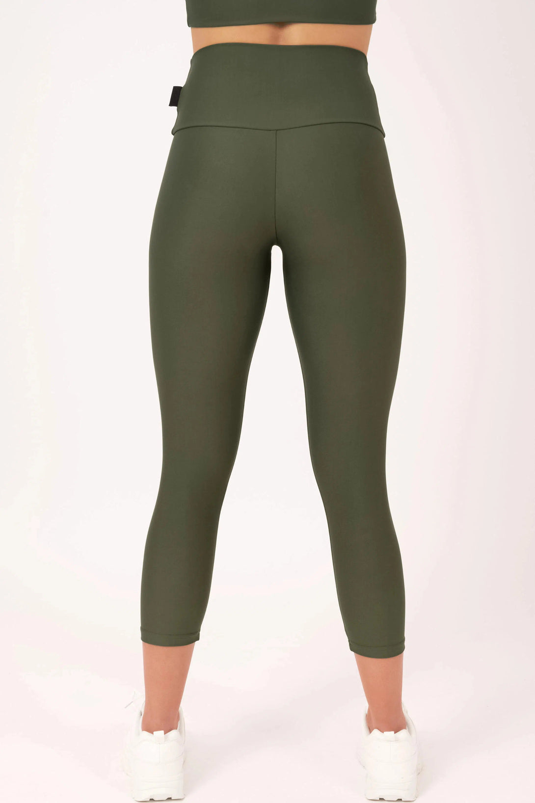 Performance High Waisted Capri Leggings - Dark Khaki-Activewear-Exoticathletica