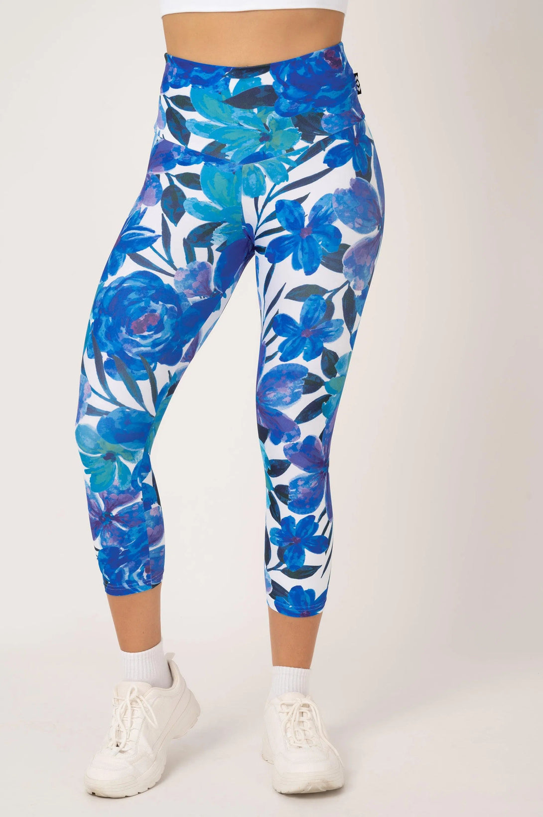 Performance High Waisted Capri Leggings - Late Bloomer Blue-Activewear-Exoticathletica