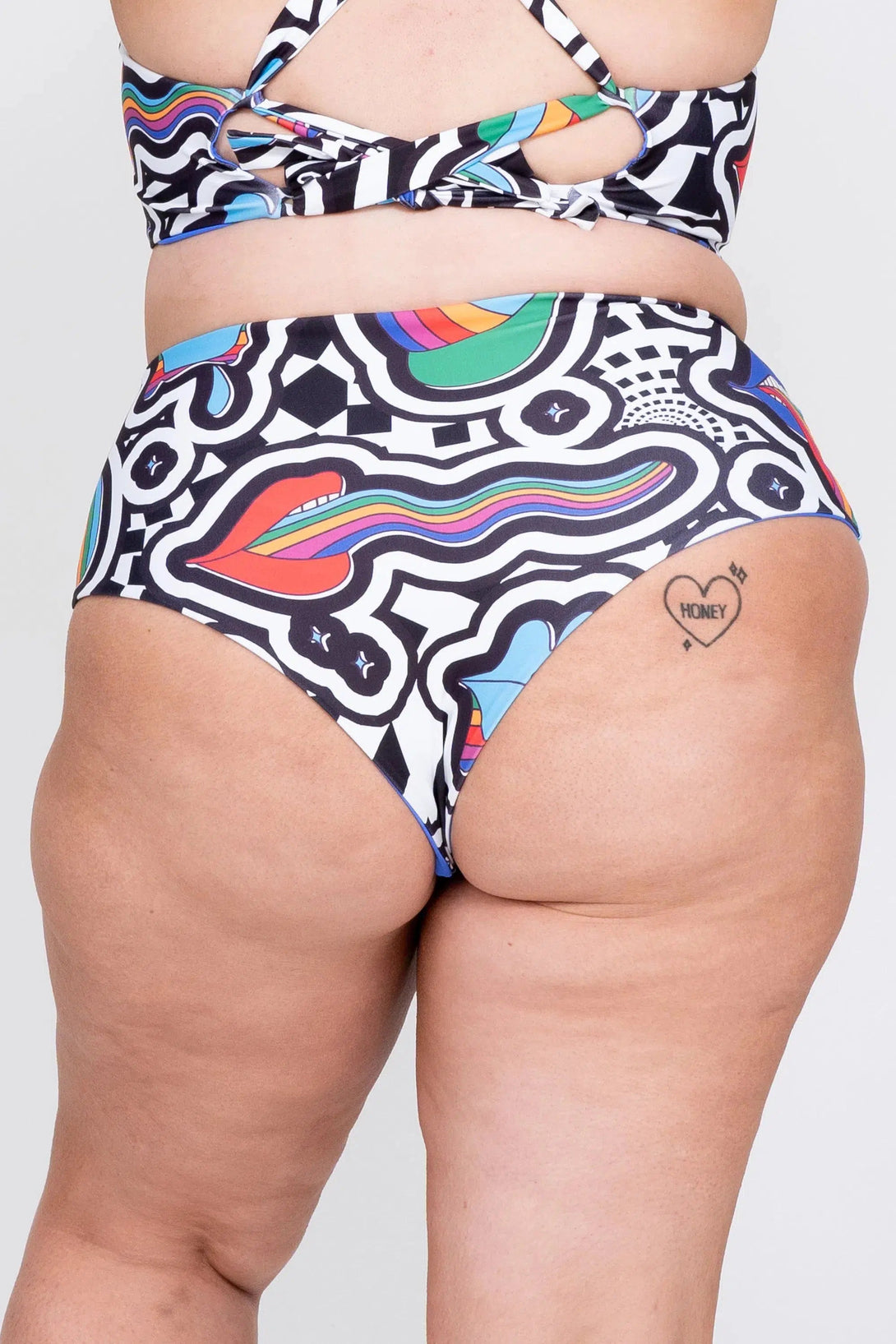 Performance High Waisted Cheeky Cut Bikini Bottoms - Excuse My French-Activewear-Exoticathletica