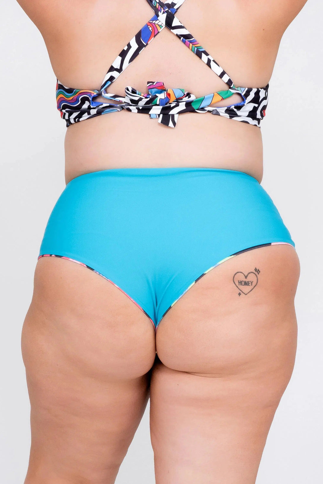 Performance High Waisted Cheeky Cut Bikini Bottoms - Rave In The Grave-Activewear-Exoticathletica