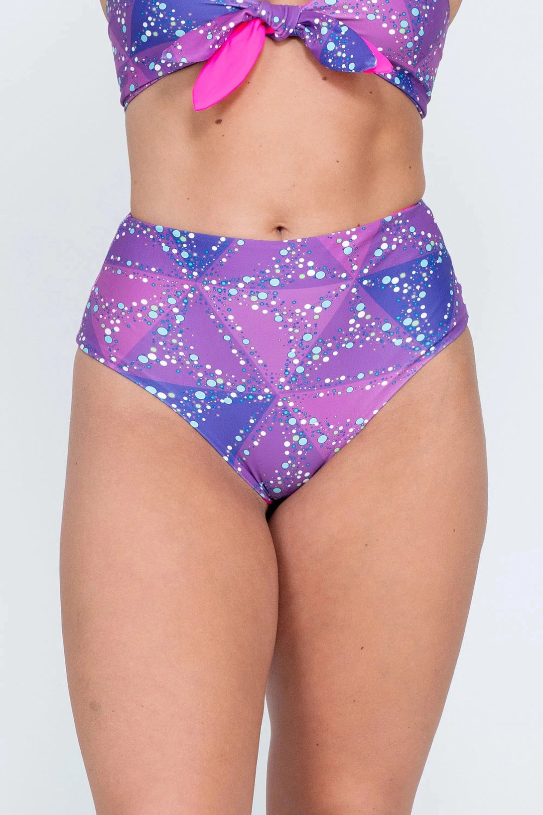 Performance High Waisted Cheeky Cut Bikini Bottoms - Trance Purple-Activewear-Exoticathletica