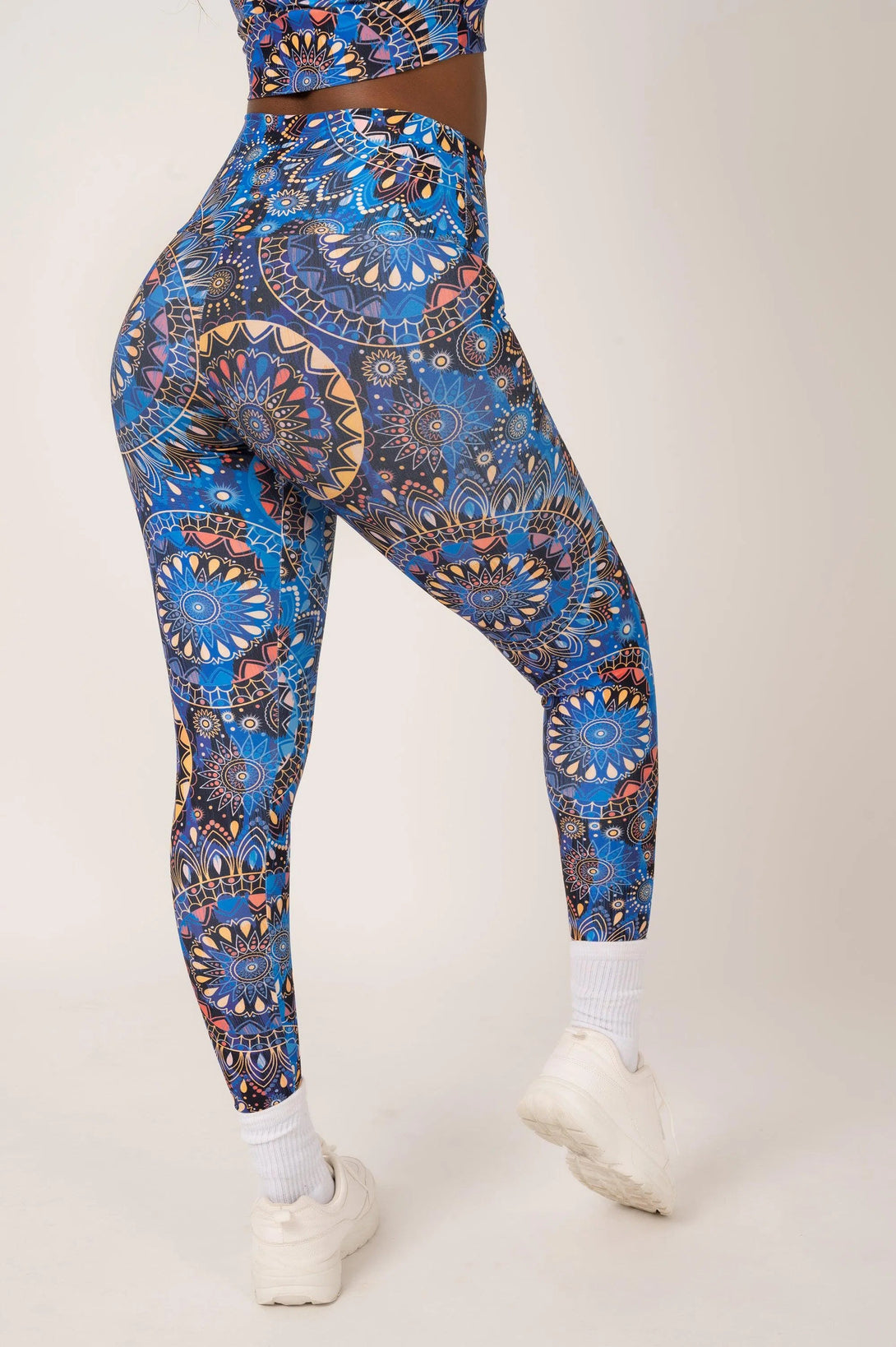 Performance High Waisted Leggings - Sundial Me Up Blue-Activewear-Exoticathletica