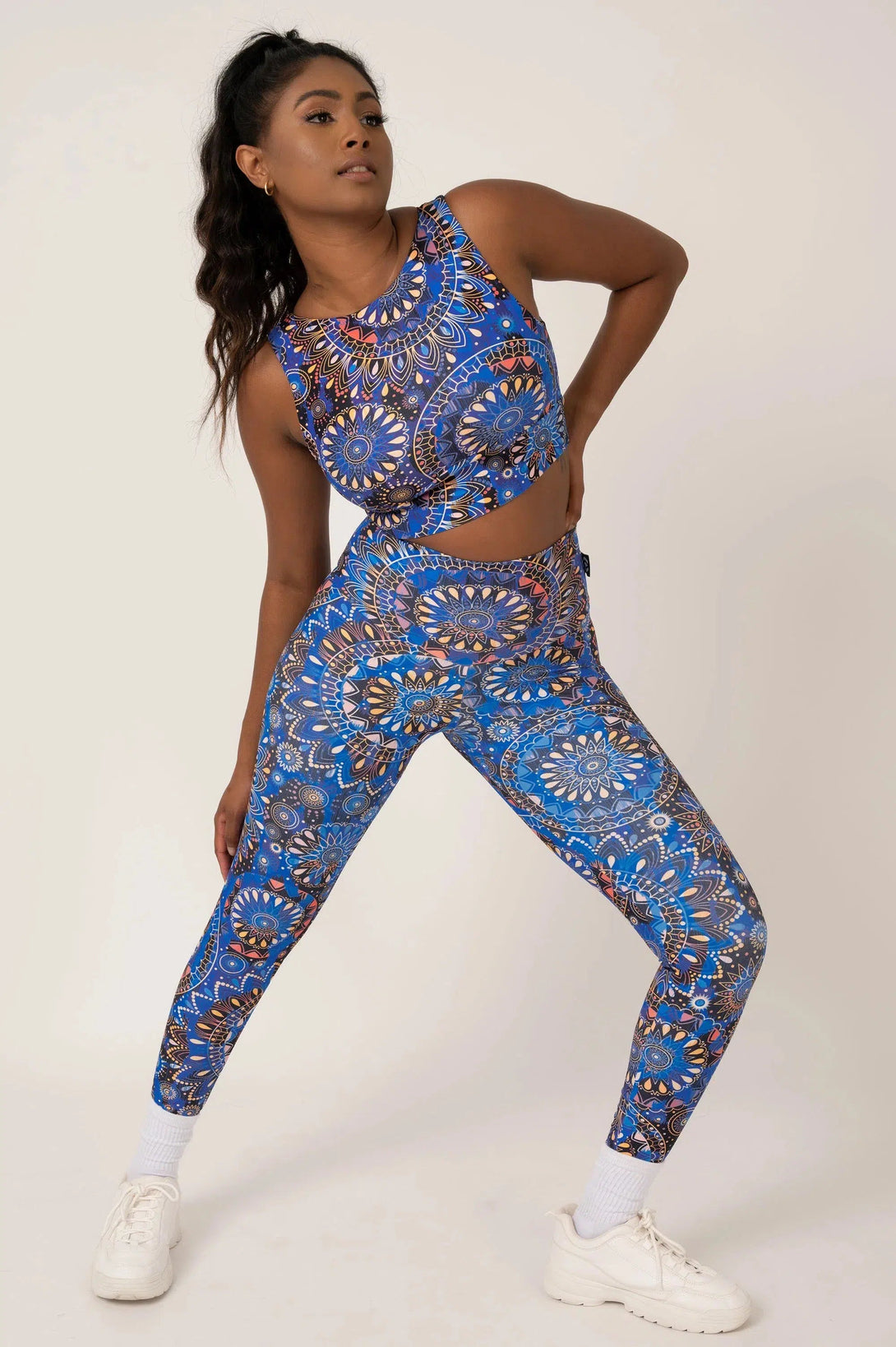 Performance High Waisted Leggings - Sundial Me Up Blue-Activewear-Exoticathletica