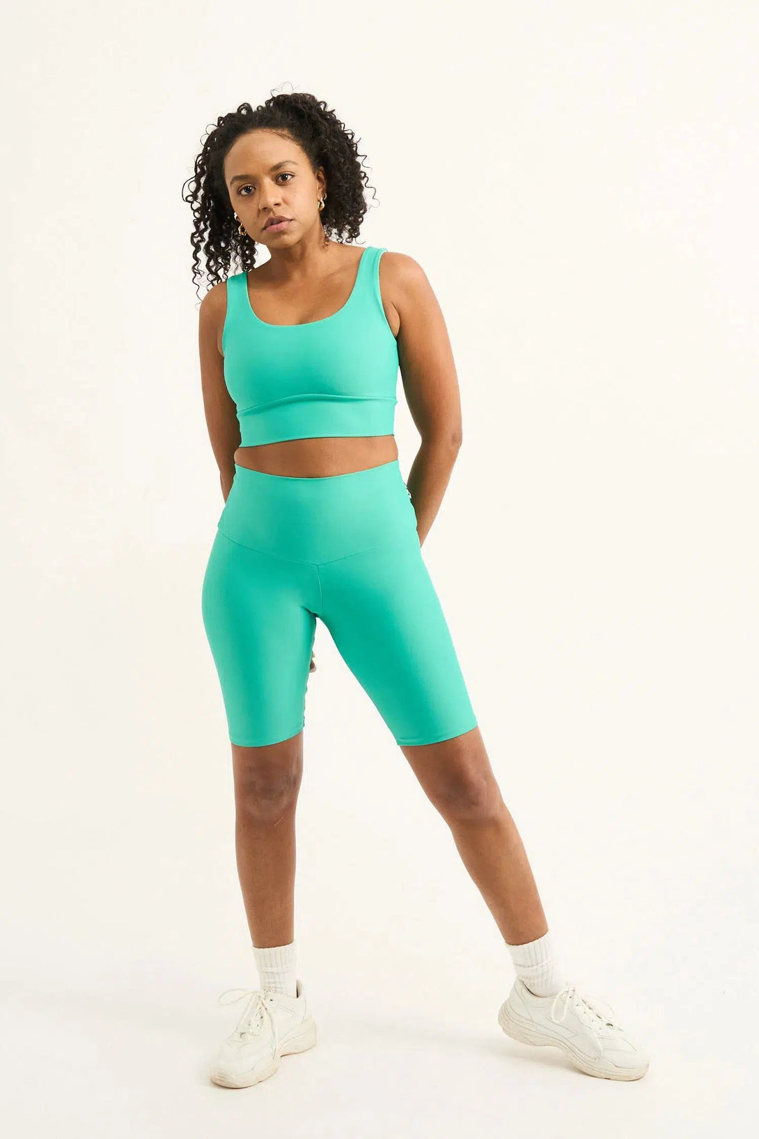 Performance High Waisted Long Shorts - Jade-Activewear-Exoticathletica