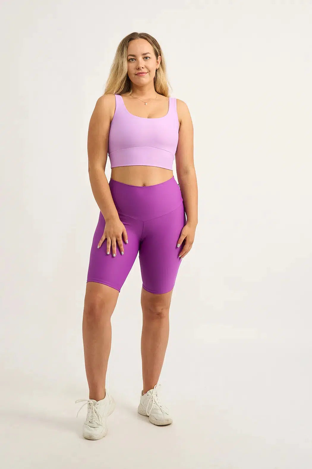 Performance High Waisted Long Shorts - Purple-9358328349020-Activewear-Exoticathletica