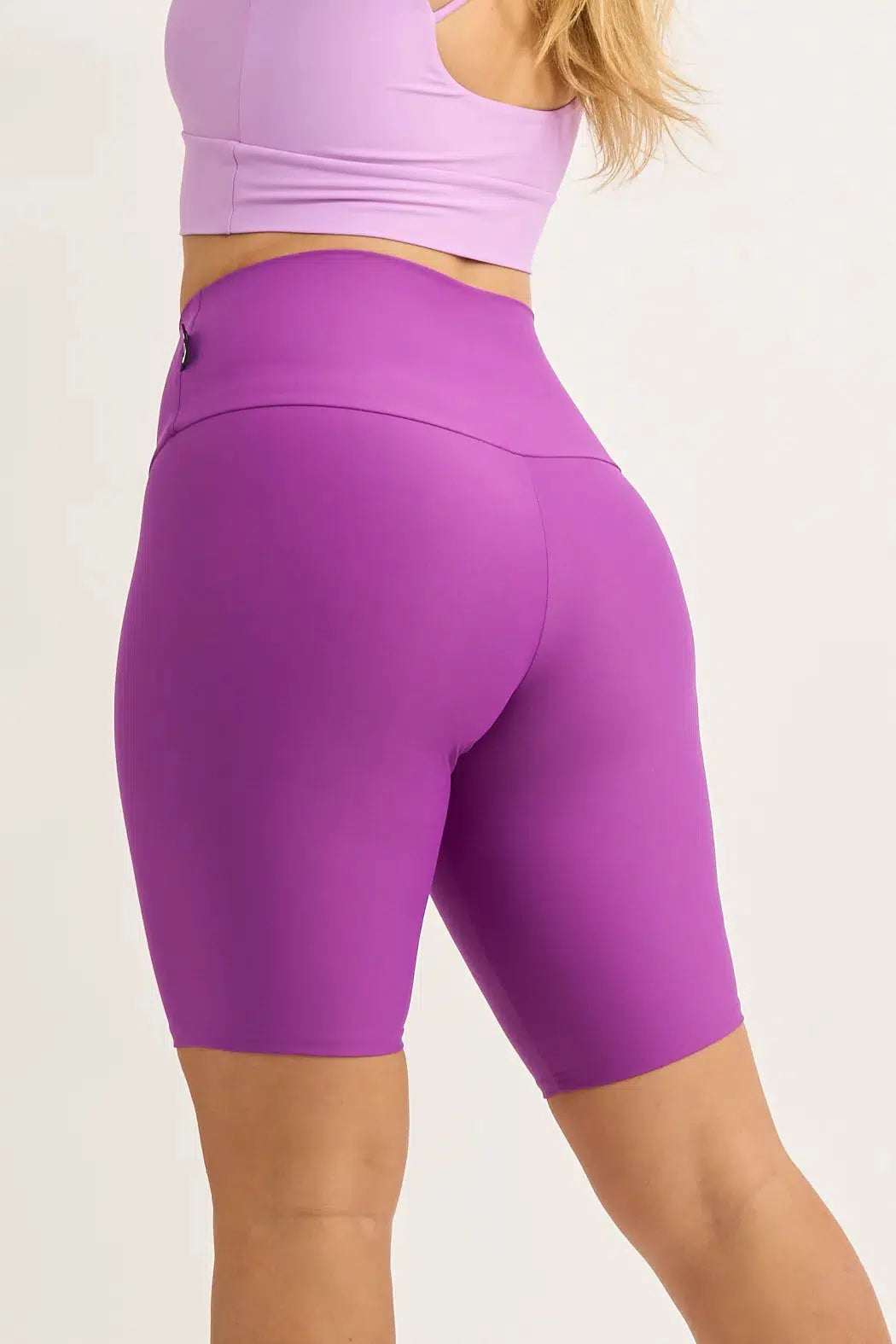 Performance High Waisted Long Shorts - Purple-Activewear-Exoticathletica