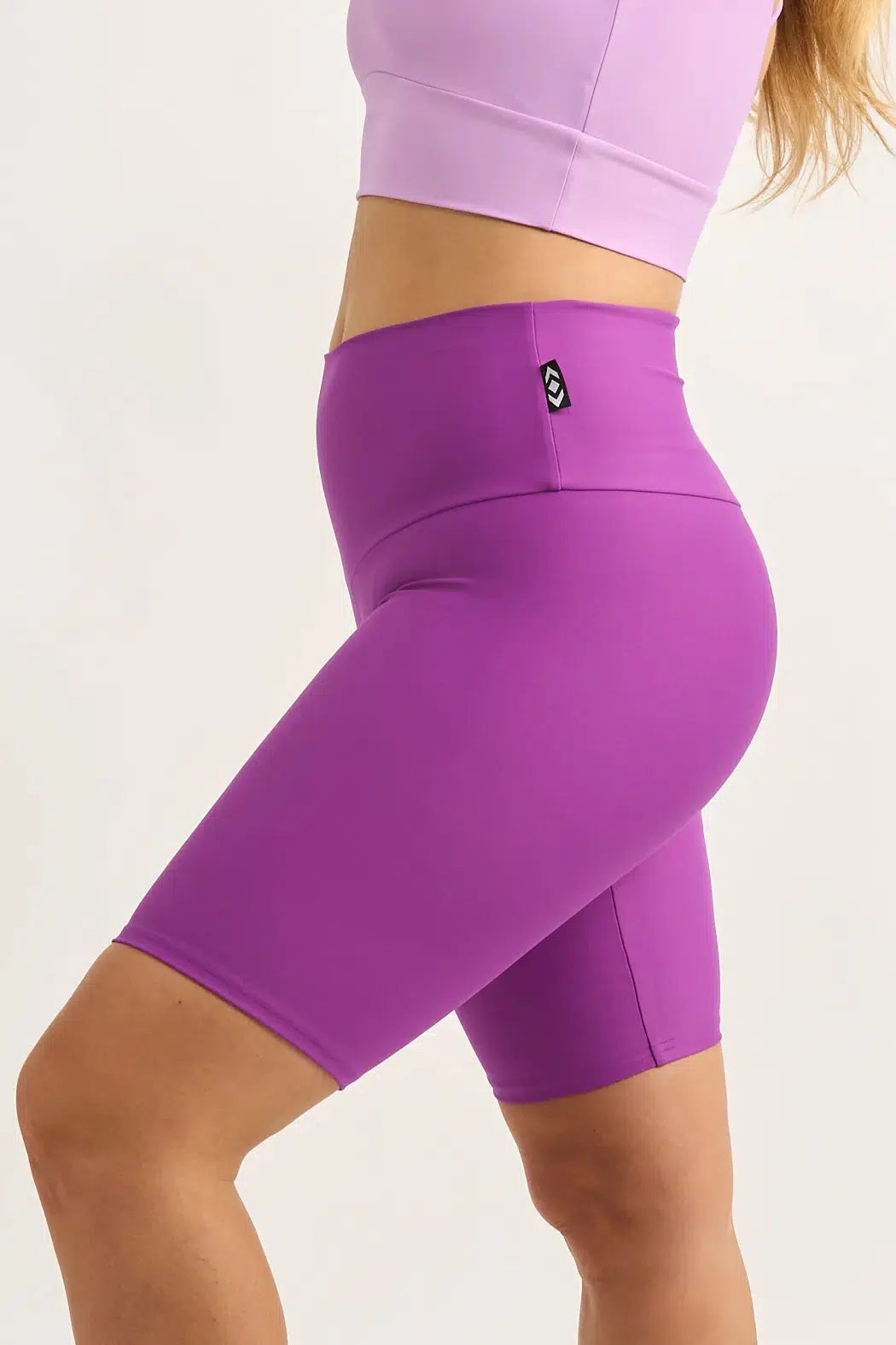 Performance High Waisted Long Shorts - Purple-Activewear-Exoticathletica