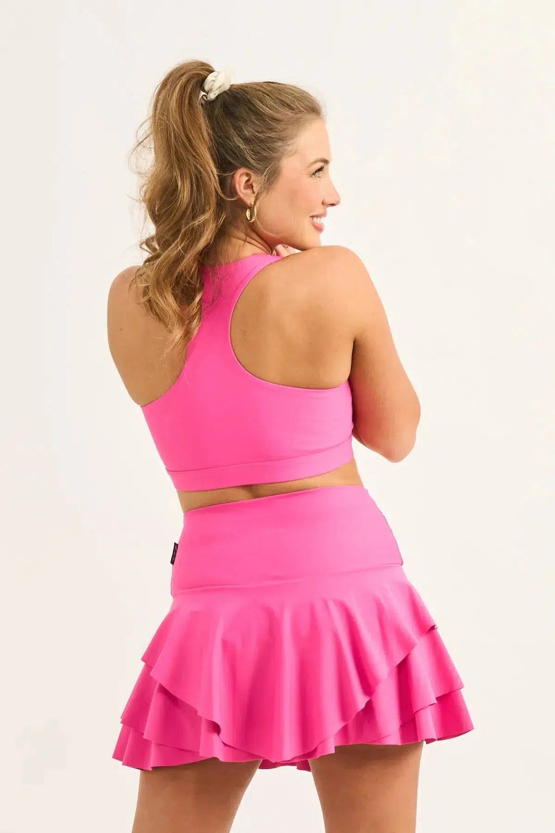 Performance High Waisted Ruffle Skort - Candy Pink-Activewear-Exoticathletica