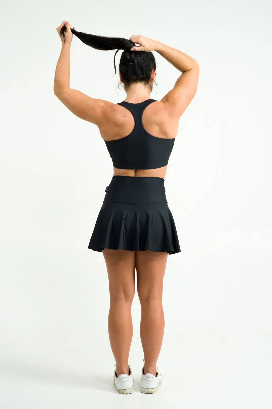 Performance High Waisted Simple Skort - Black-Activewear-Exoticathletica