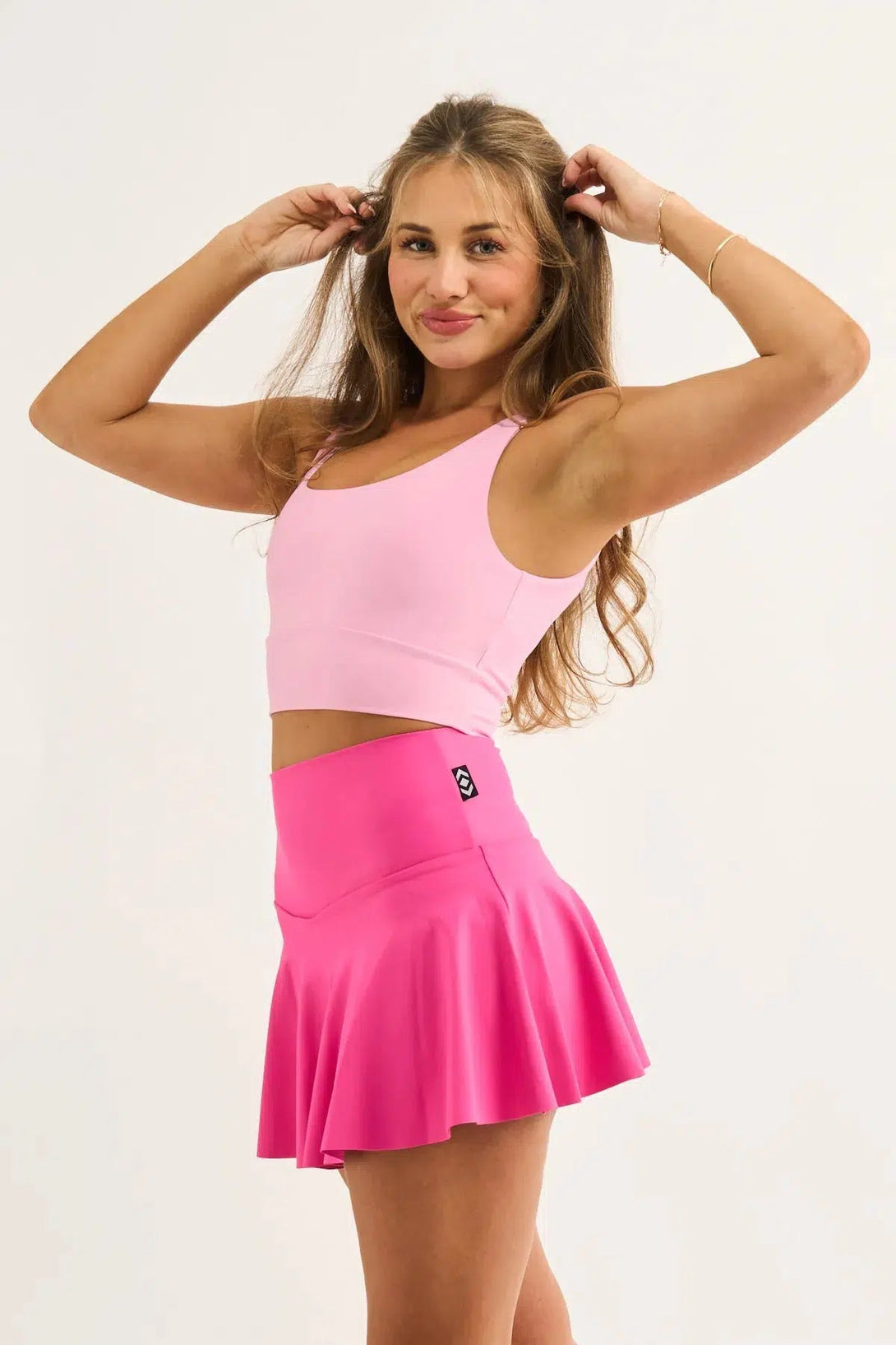 Performance High Waisted Simple Skort - Candy Pink-Activewear-Exoticathletica