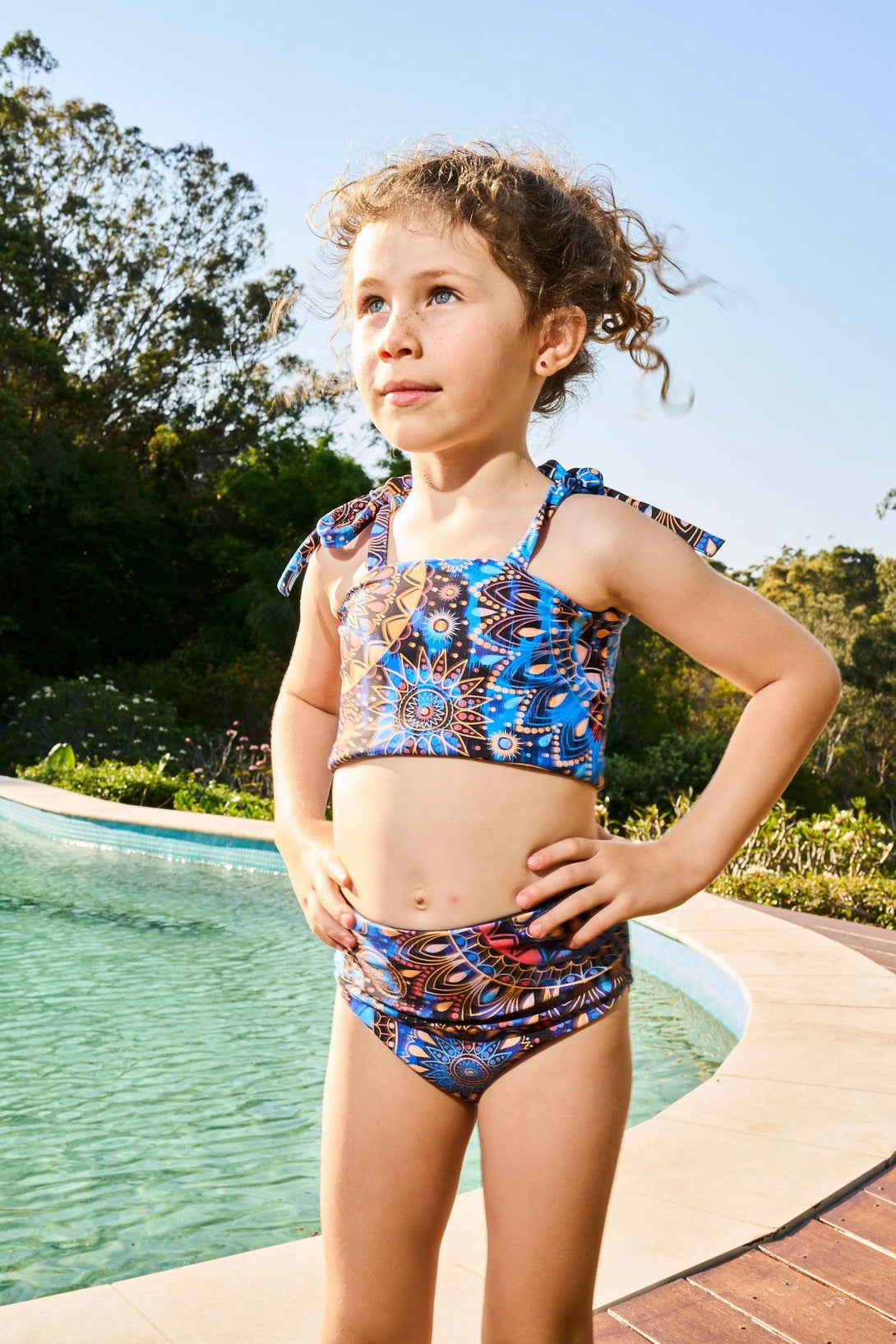 Performance Kids Bikini Bottom - Sundial Me Up Blue-Activewear-Exoticathletica