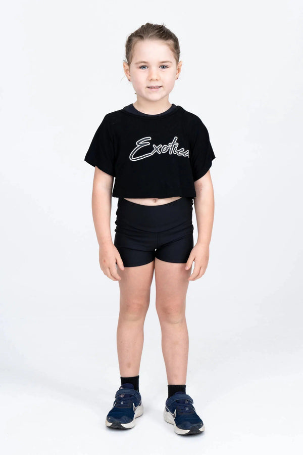 Performance Kids Booty Shorts - Black-Activewear-Exoticathletica