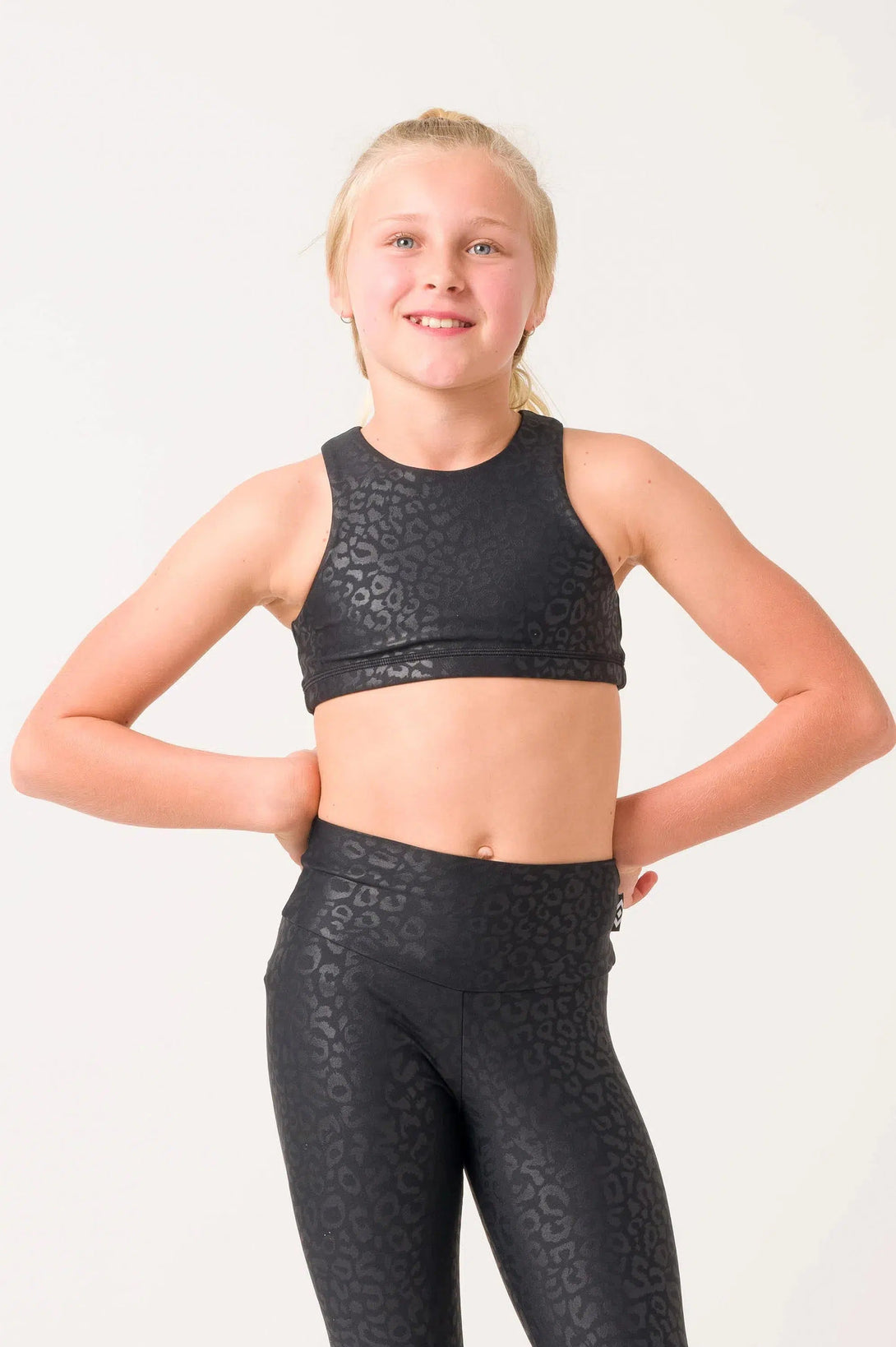 Performance Kids Crop Top - Black Exotic Touch Jag-Activewear-Exoticathletica