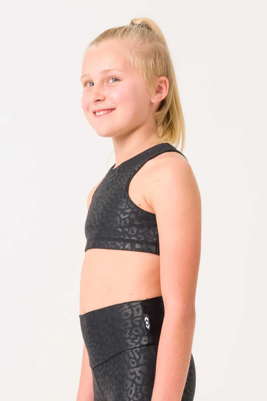 Performance Kids Crop Top - Black Exotic Touch Jag-Activewear-Exoticathletica