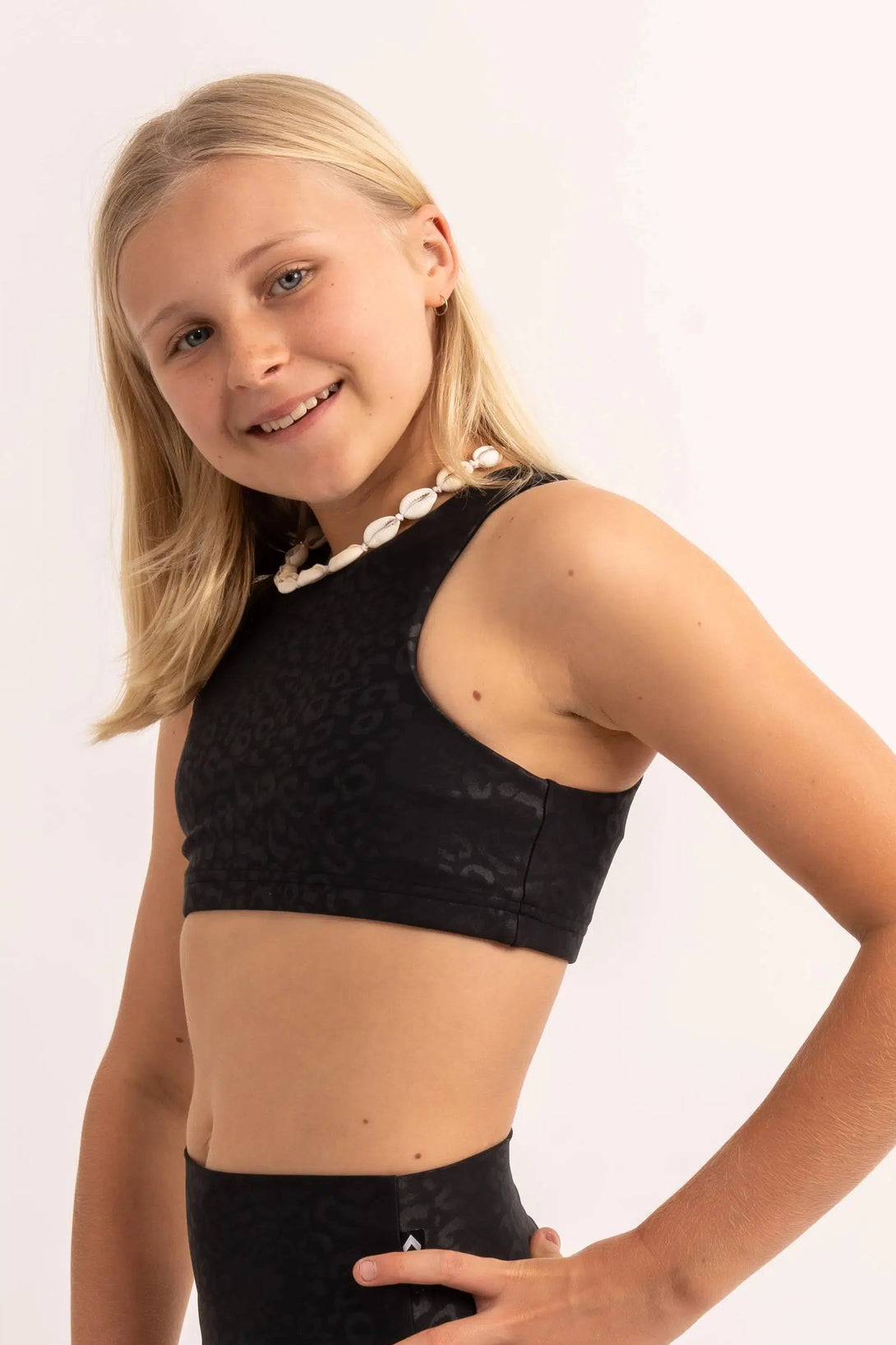 Performance Kids Crop Top - Black Exotic Touch Jag-Activewear-Exoticathletica