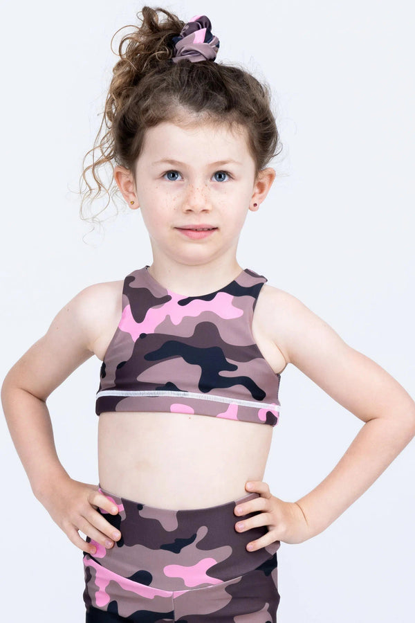 Performance Kids Crop Top - Camo Crush Pink-Activewear-Exoticathletica