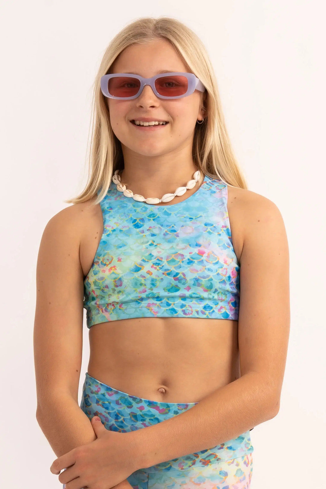 Performance Kids Crop Top - Mermaid Jag-Activewear-Exoticathletica