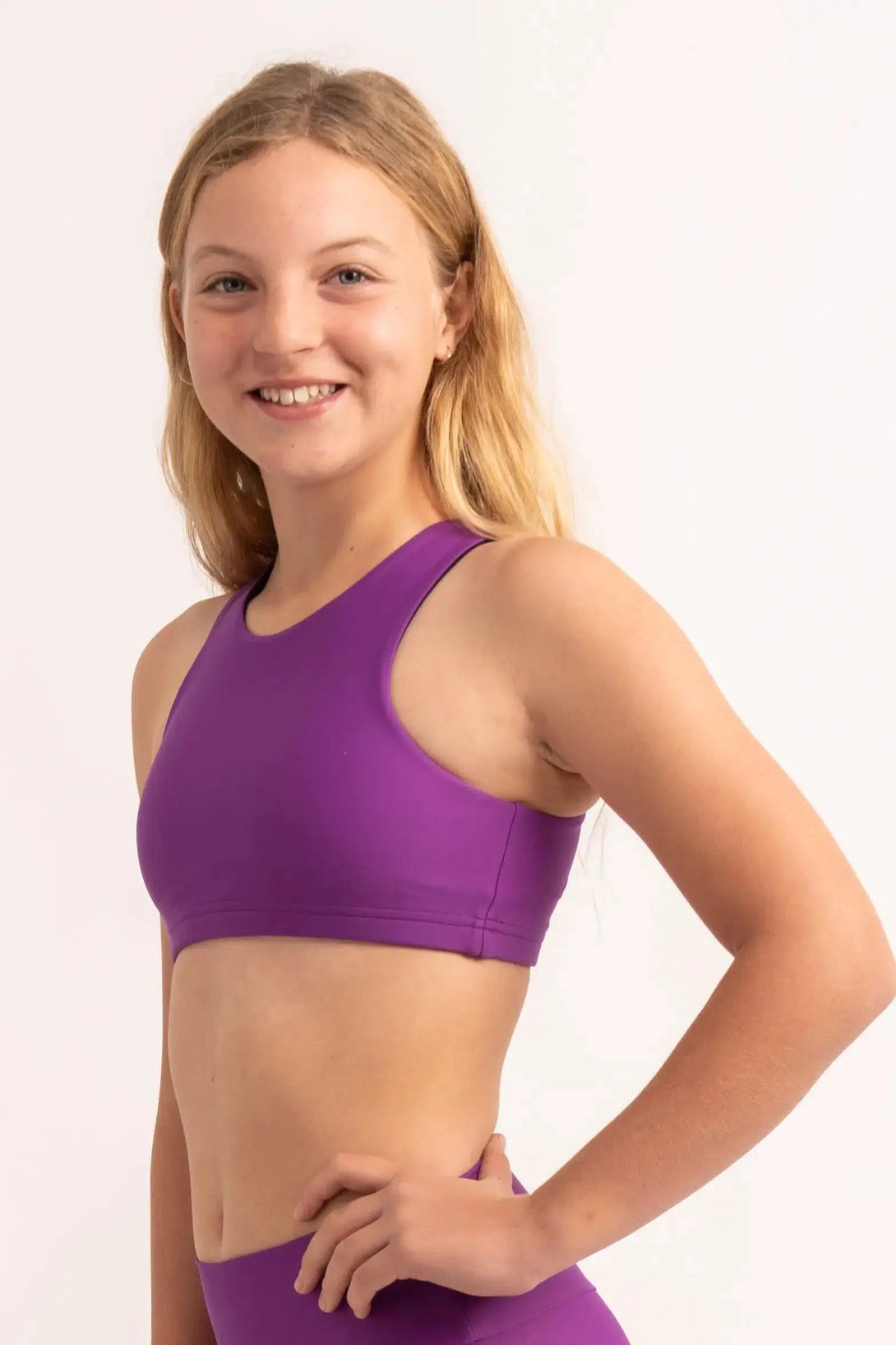 Performance Kids Crop Top - Purple-Activewear-Exoticathletica