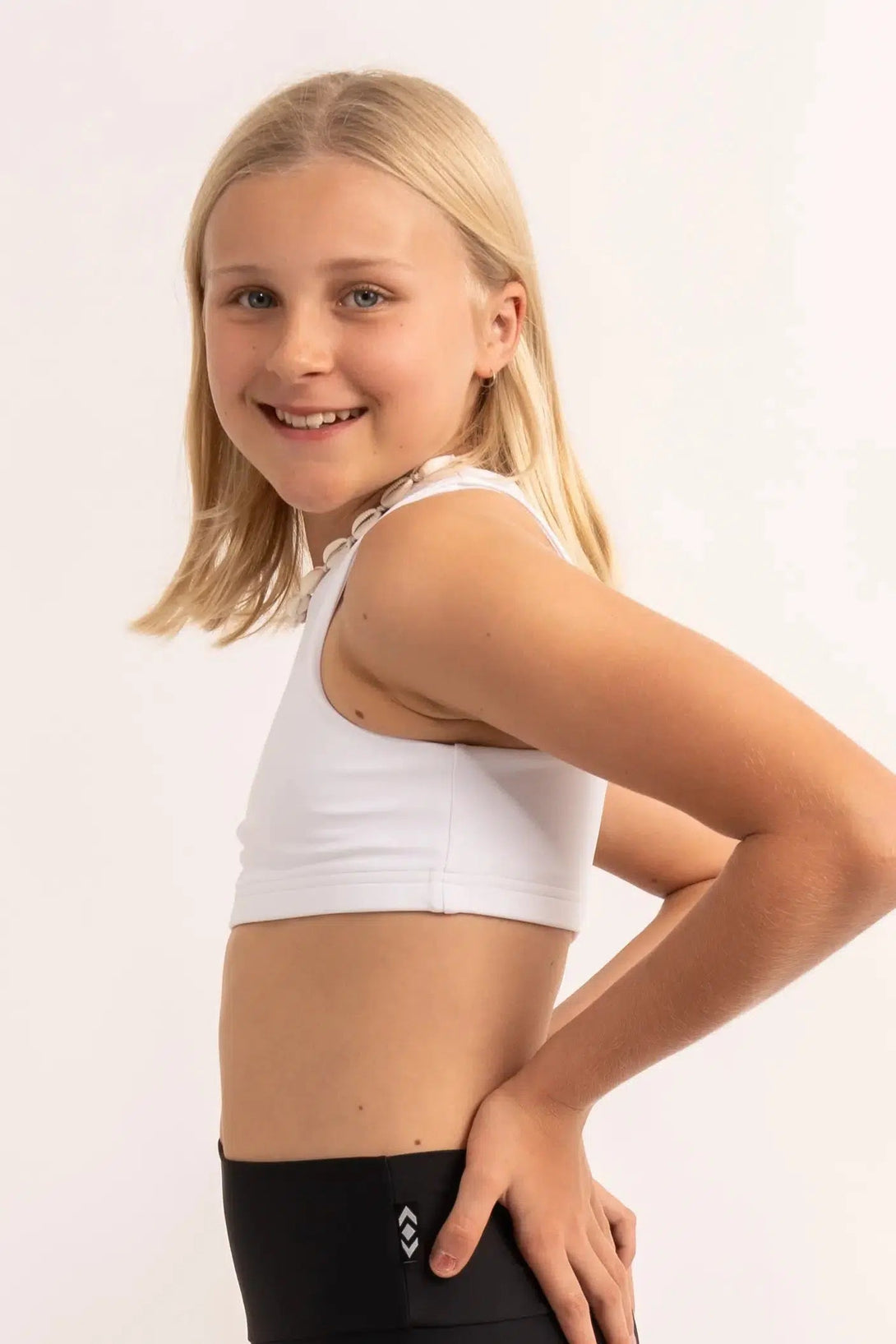 Performance Kids Crop Top - White-Activewear-Exoticathletica