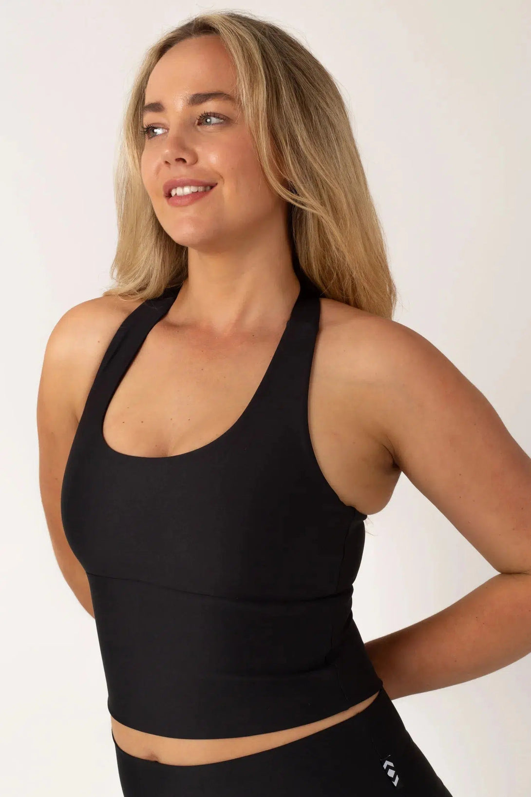 Performance Longline T Back Comfort Crop Top - Black-Activewear-Exoticathletica