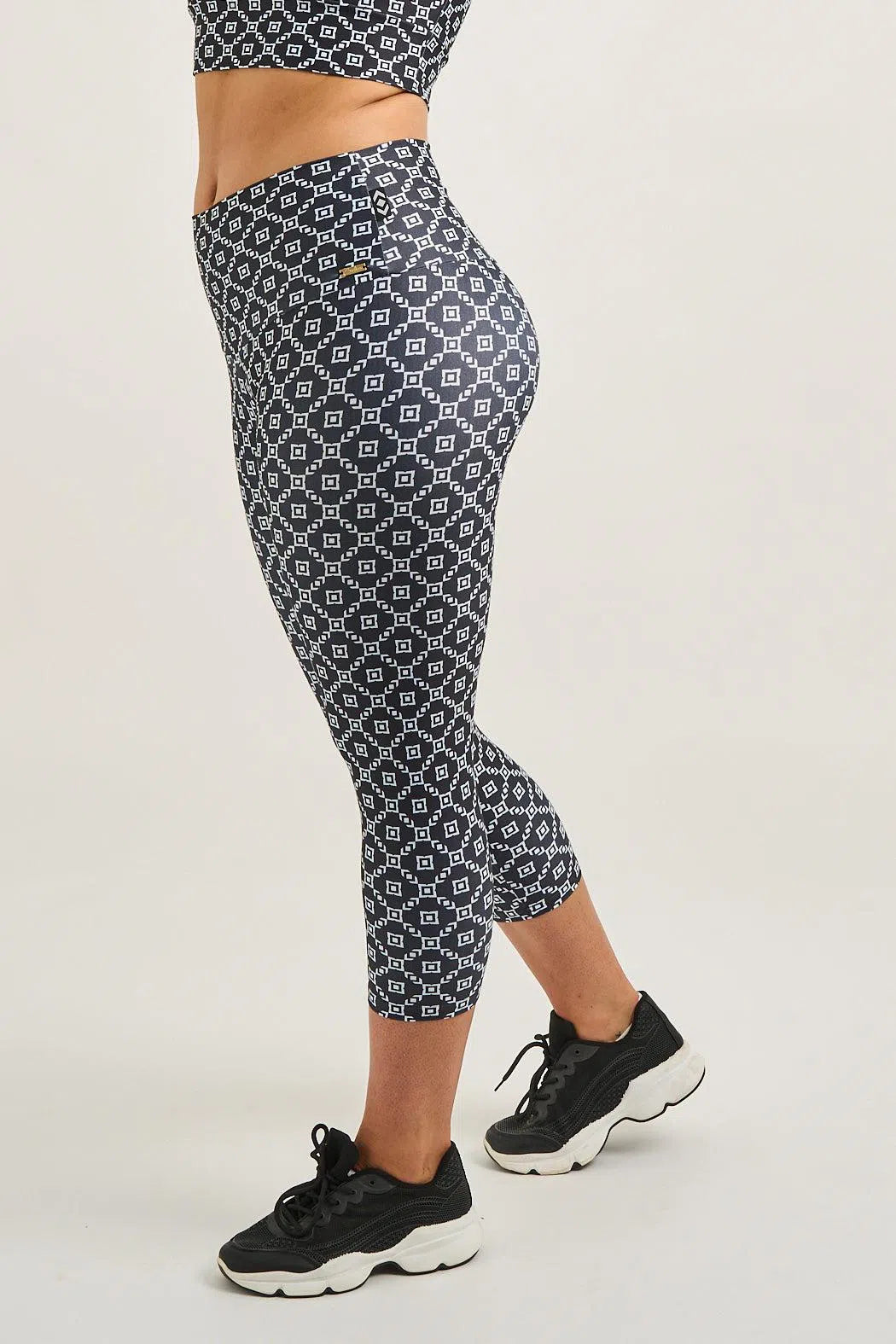 Performance Luxe High Waisted Capri Leggings - Monogram Black-Activewear-Exoticathletica