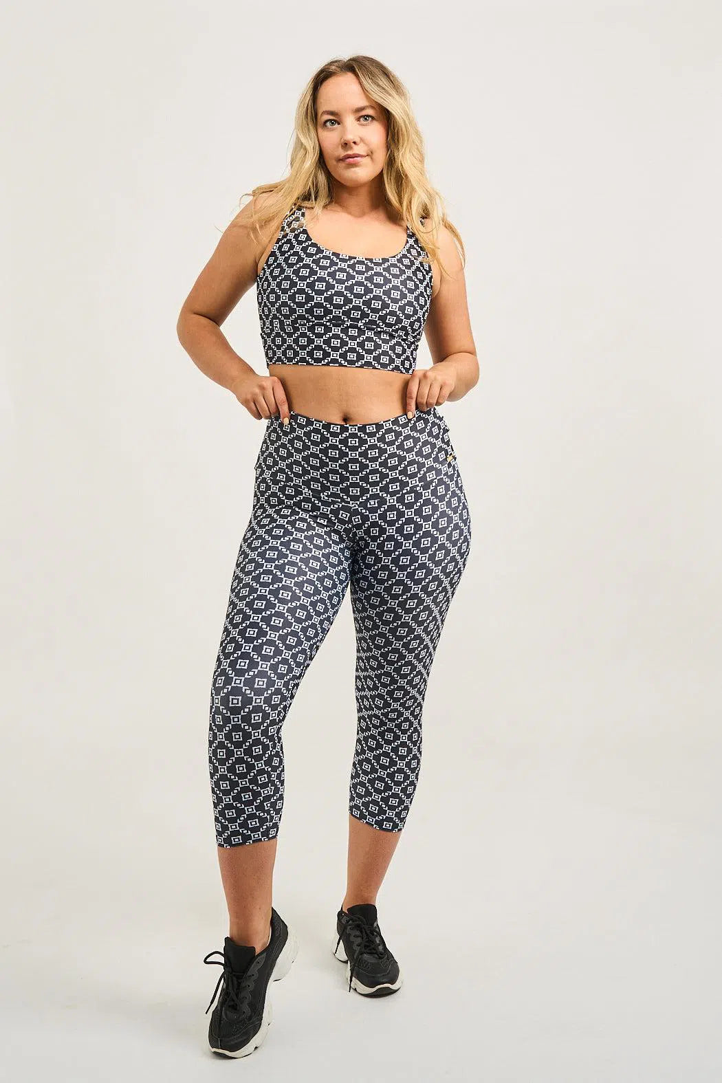 Performance Luxe High Waisted Capri Leggings - Monogram Black-Activewear-Exoticathletica