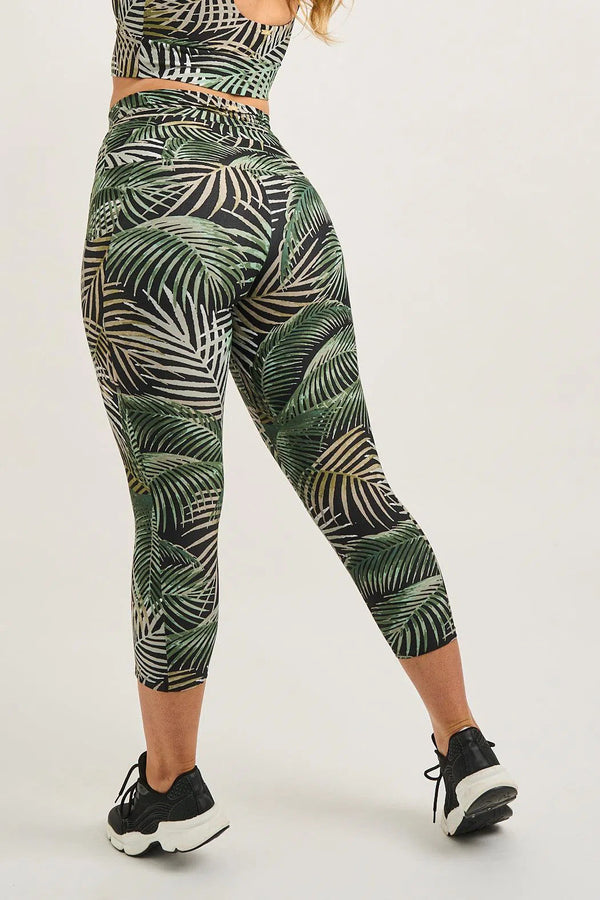 Performance Luxe Panel Pocket Drawstring Capri Leggings - So Frond Of You-Activewear-Exoticathletica