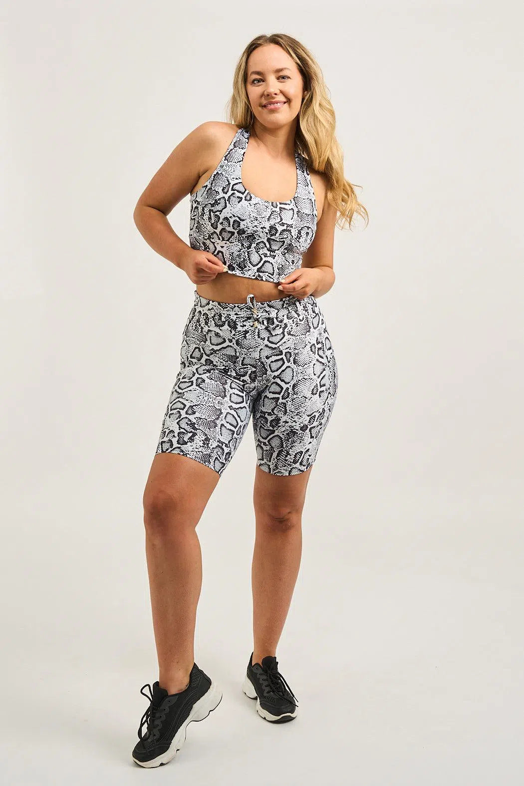 Performance Luxe Panel Pocket Drawstring Long Shorts - Medusa Mono-Activewear-Exoticathletica