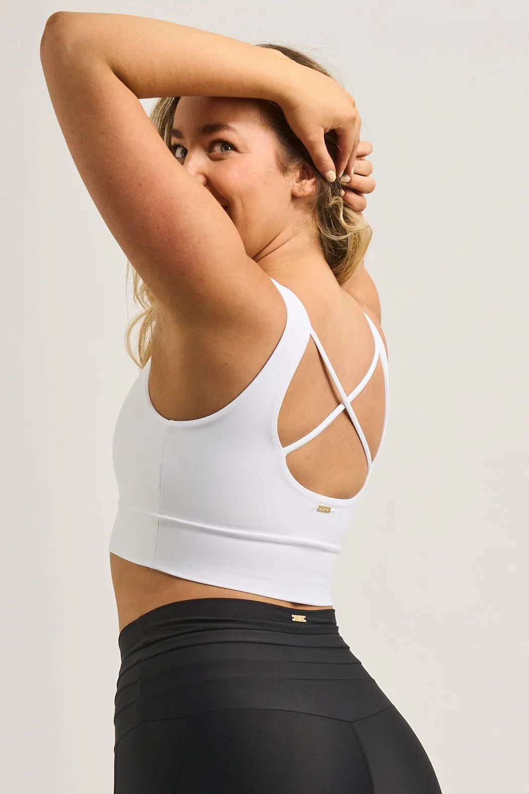 Performance Luxe Scoop Neck Comfort Crop Top - White-Activewear-Exoticathletica