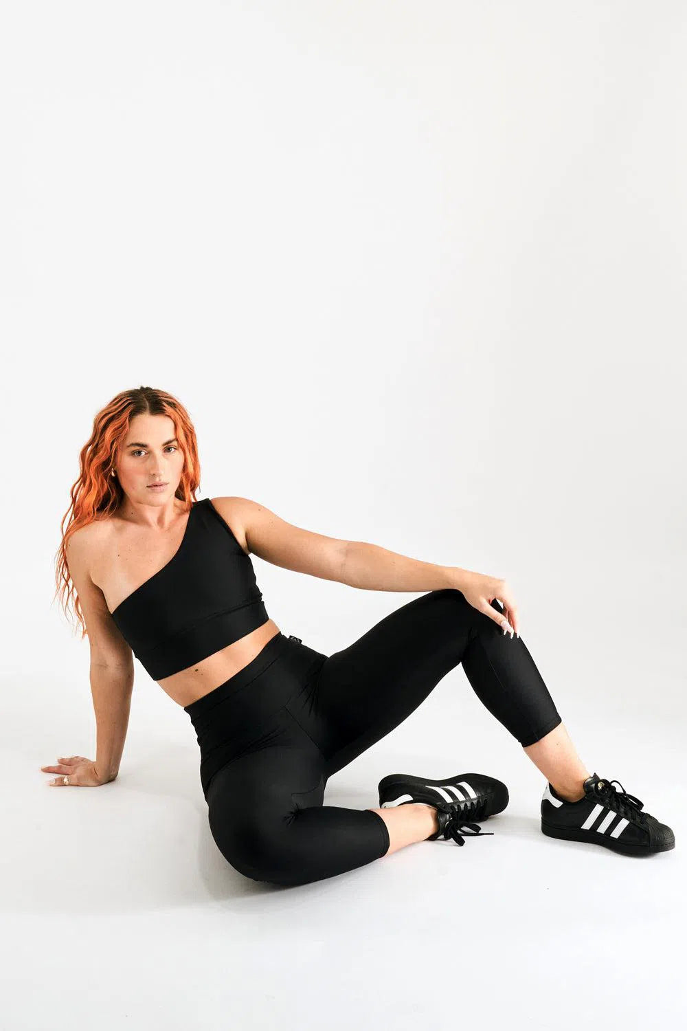 Performance One Shoulder Comfort Crop Top - Black-Activewear-Exoticathletica