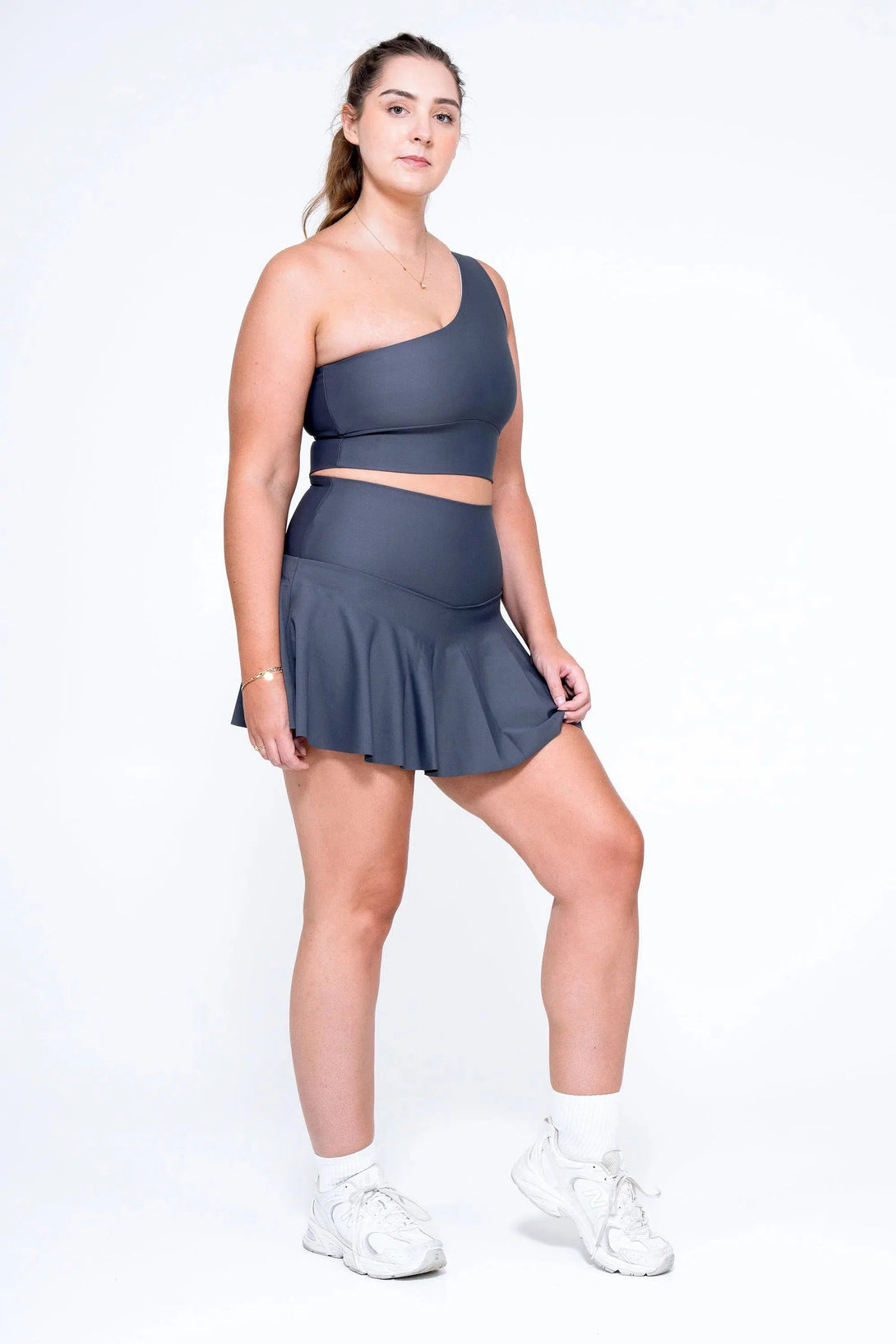 Performance One Shoulder Comfort Crop Top - Mama Shark-Activewear-Exoticathletica