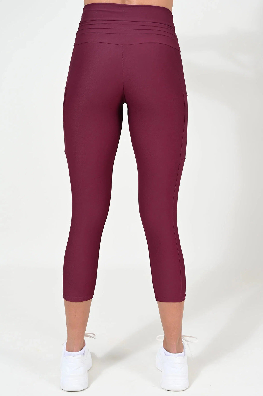 Performance Panel Pocket Drawstring Capri Legging - Berry-Activewear-Exoticathletica