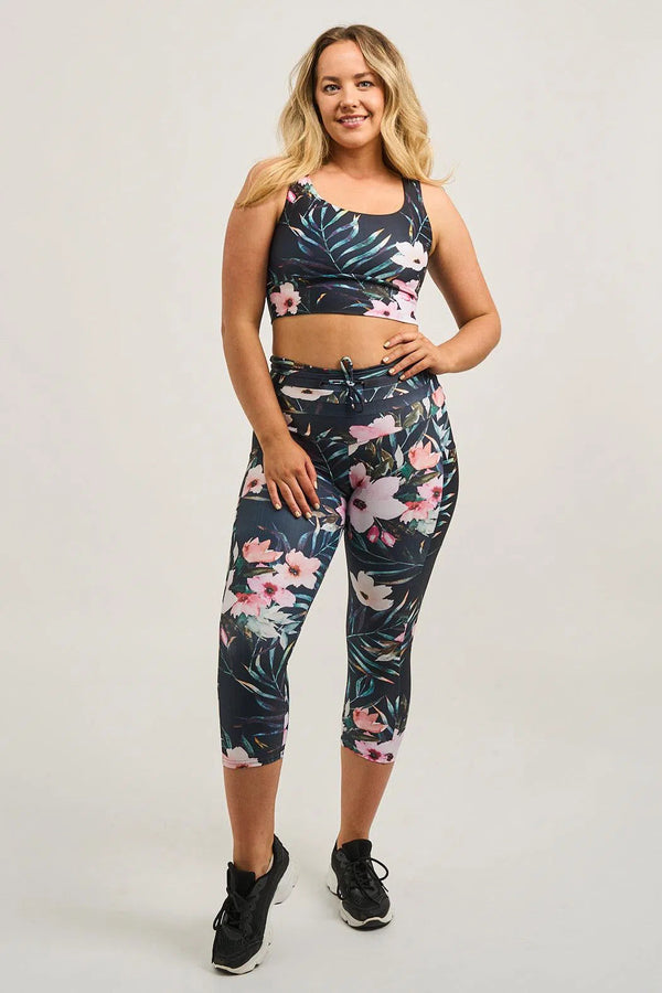 Performance Panel Pocket Drawstring Capri Leggings - Exotic At Heart-Activewear-Exoticathletica