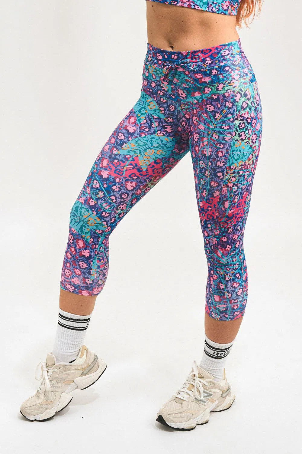 Performance Panel Pocket Drawstring Capri Leggings - Plant One On Me-Activewear-Exoticathletica