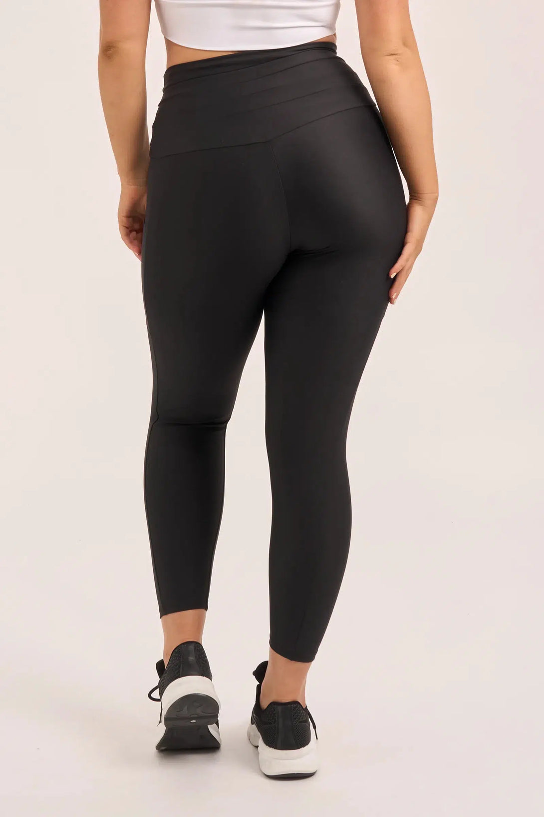 Performance Panel Pocket Drawstring High Waisted 7/8 Leggings - Black-Activewear-Exoticathletica