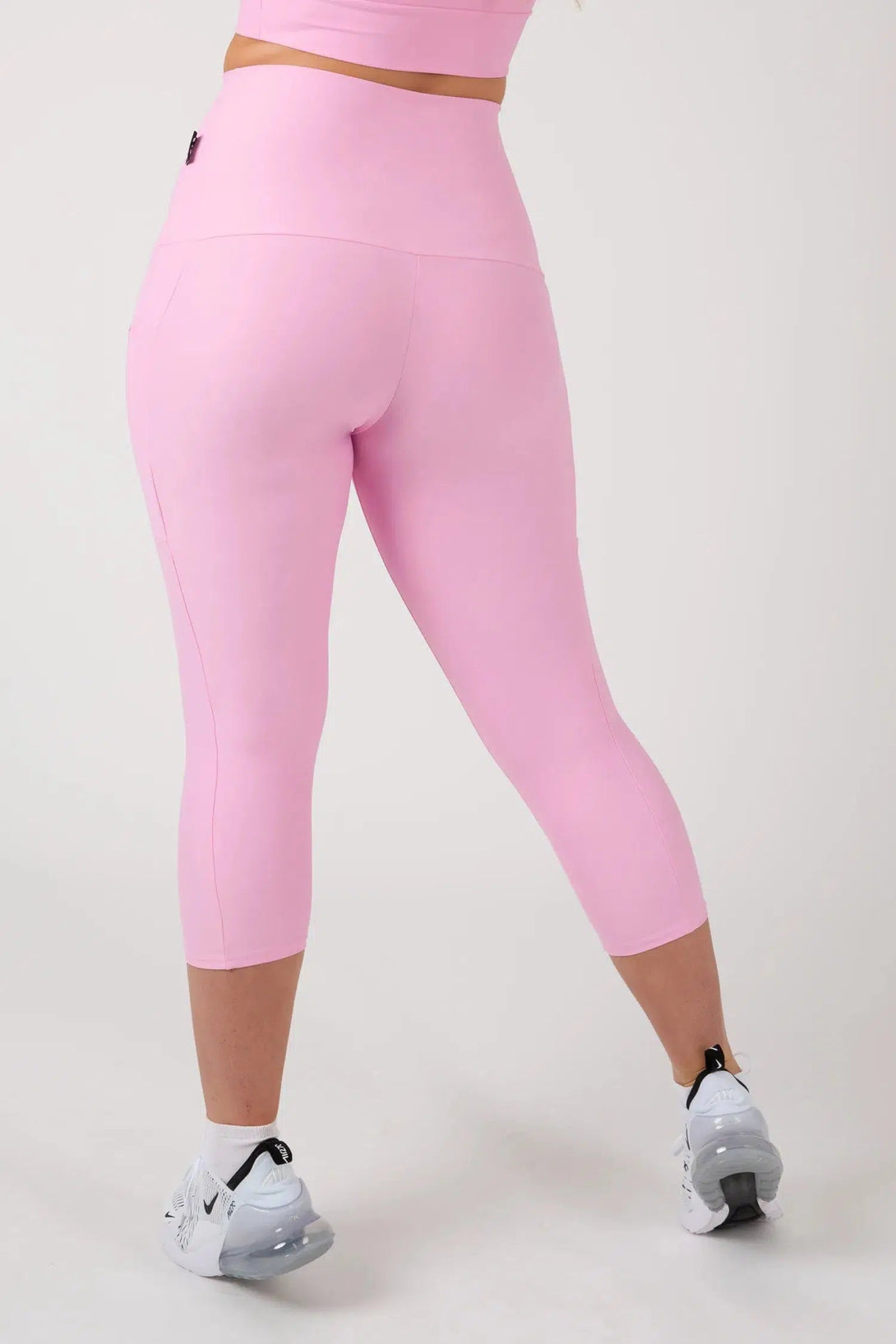 Performance Panel Pocket Extra High Waisted Capri Leggings - Pastel Pink-Activewear-Exoticathletica