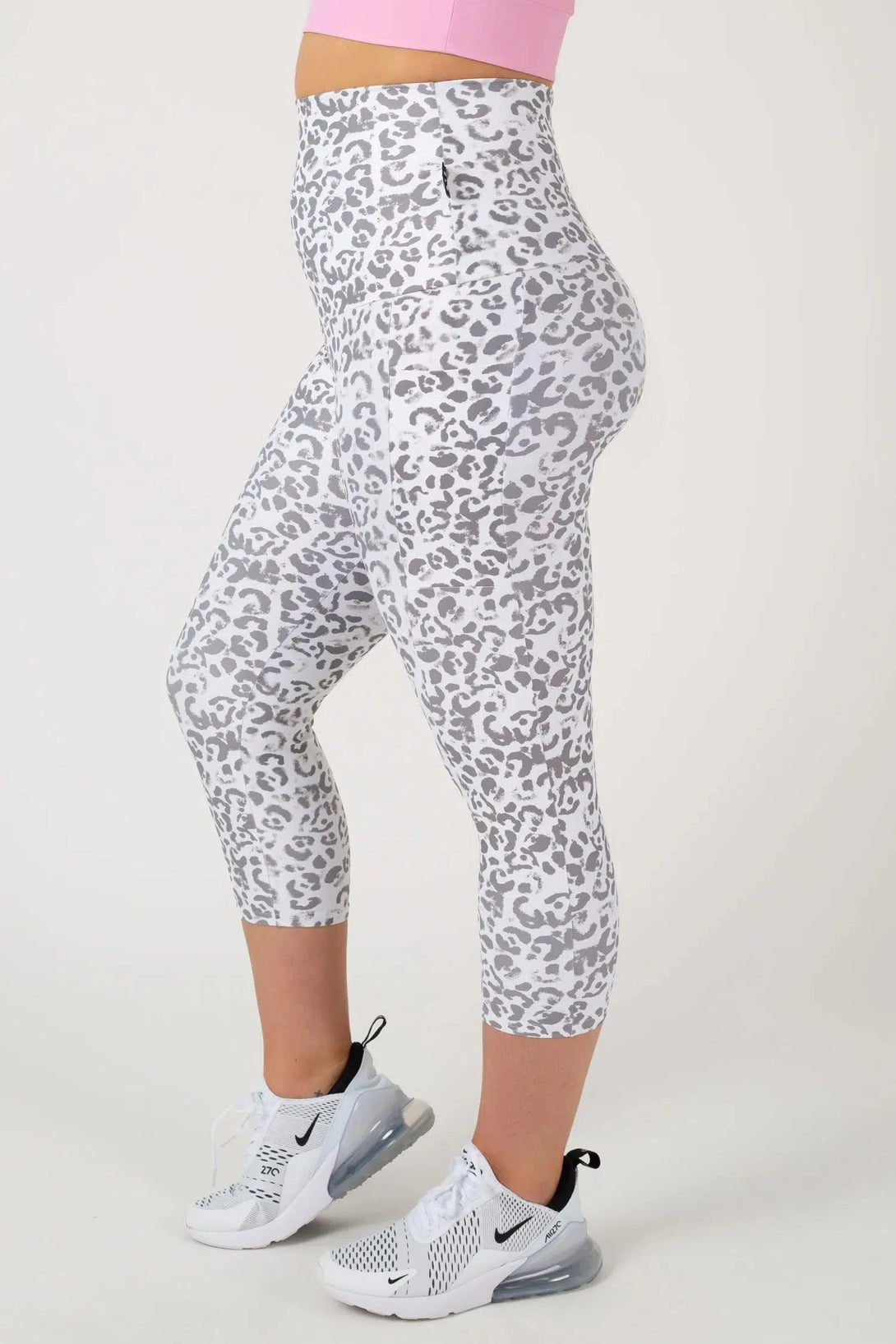 Performance Panel Pocket Extra High Waisted Capri Leggings - Snow Jag-Activewear-Exoticathletica