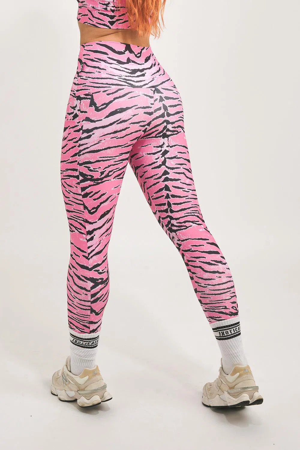 Performance Panel Pocket Extra High Waisted Leggings - Fight Like A Tiger Pink-Activewear-Exoticathletica