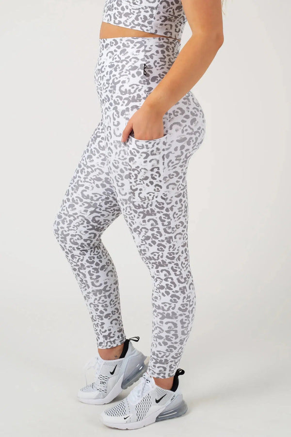 Performance Panel Pocket Extra High Waisted Leggings - Snow Jag-Activewear-Exoticathletica