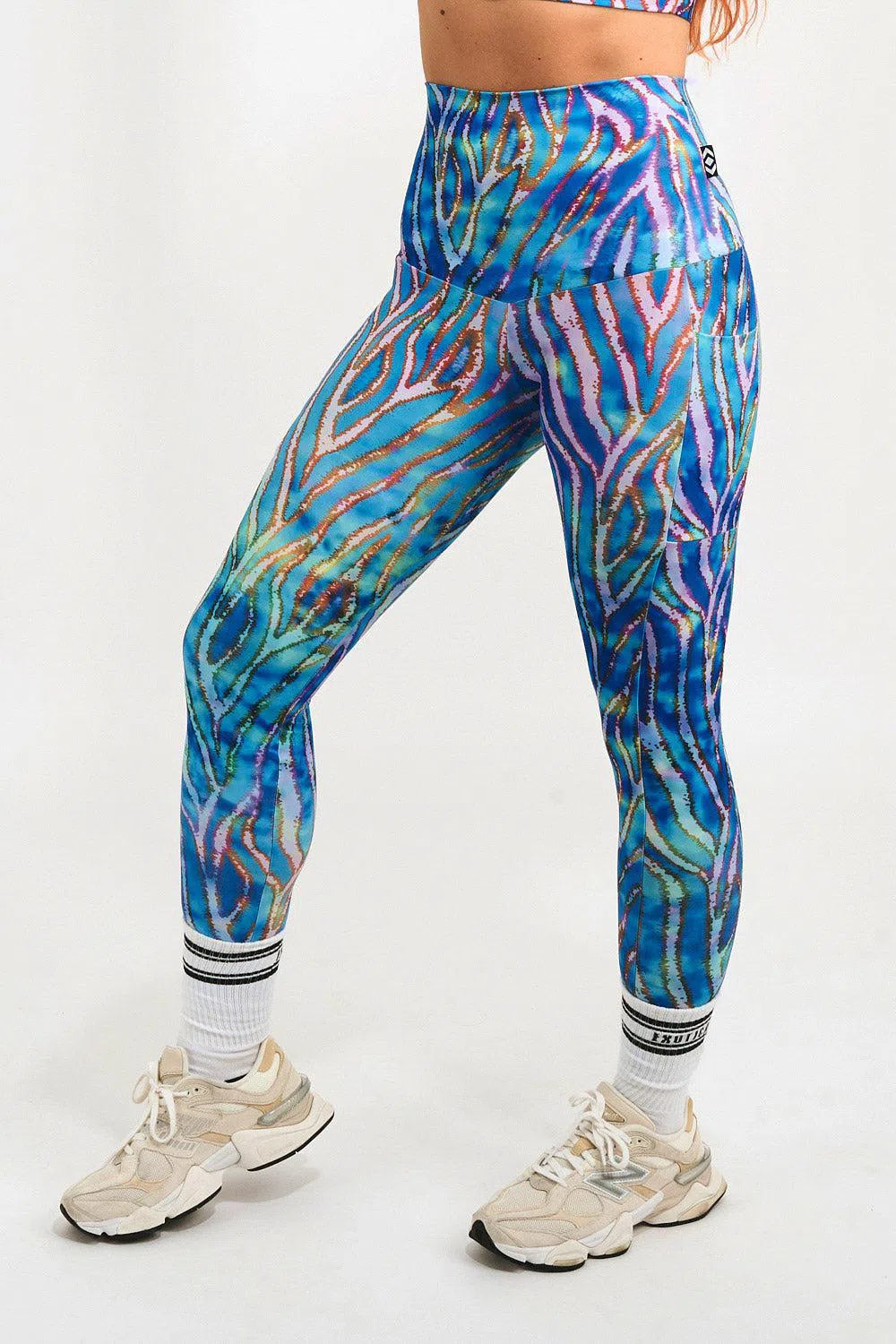 Performance Panel Pocket Extra High Waisted Leggings - Water Horse-Activewear-Exoticathletica