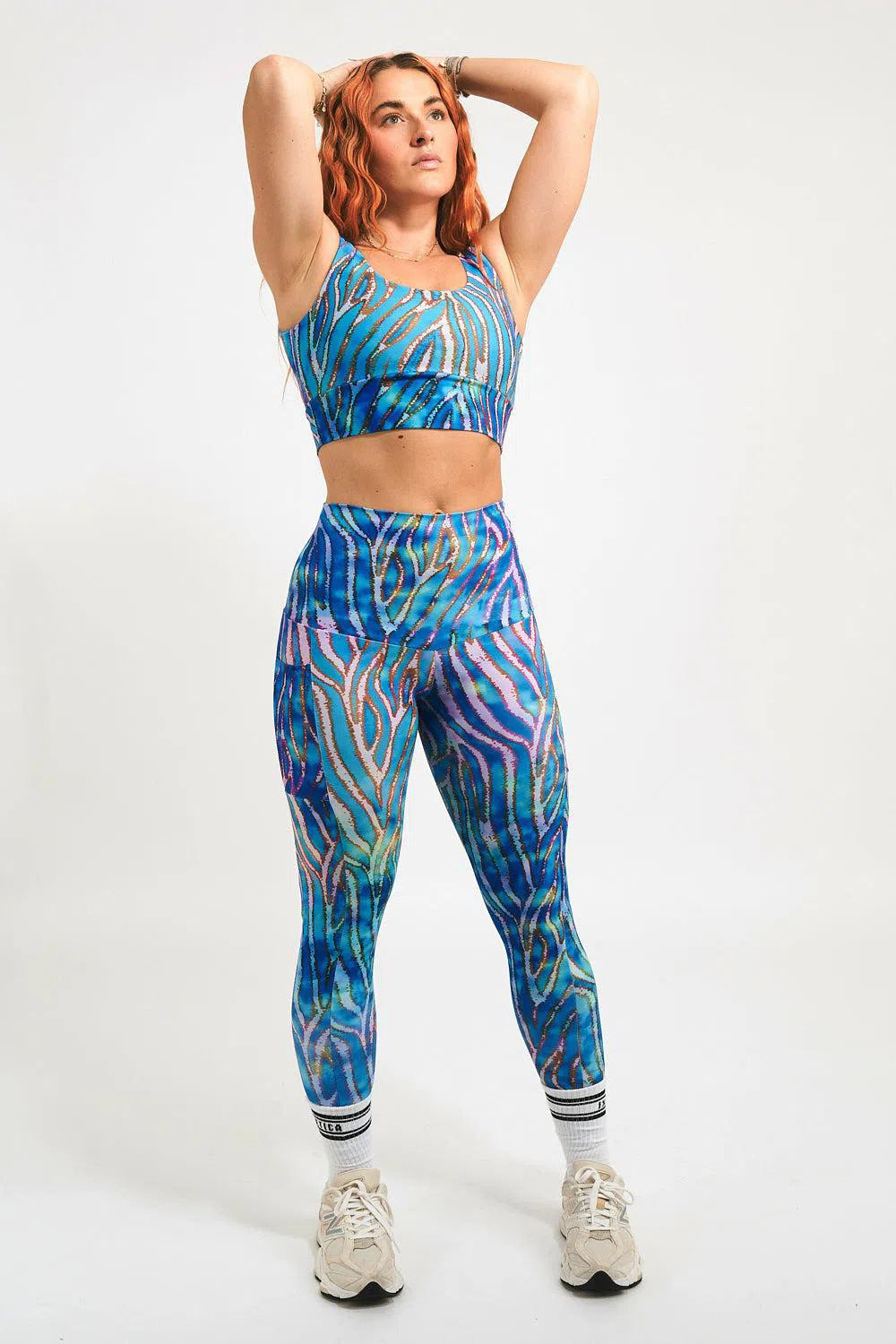 Performance Panel Pocket Extra High Waisted Leggings - Water Horse-Activewear-Exoticathletica