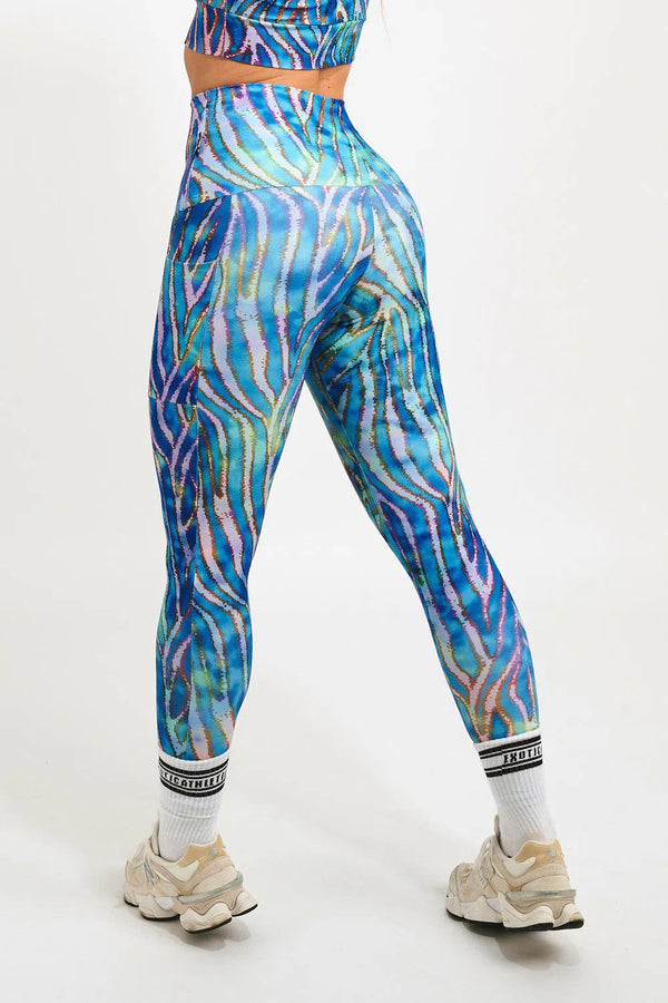 Performance Panel Pocket Extra High Waisted Leggings - Water Horse-Activewear-Exoticathletica