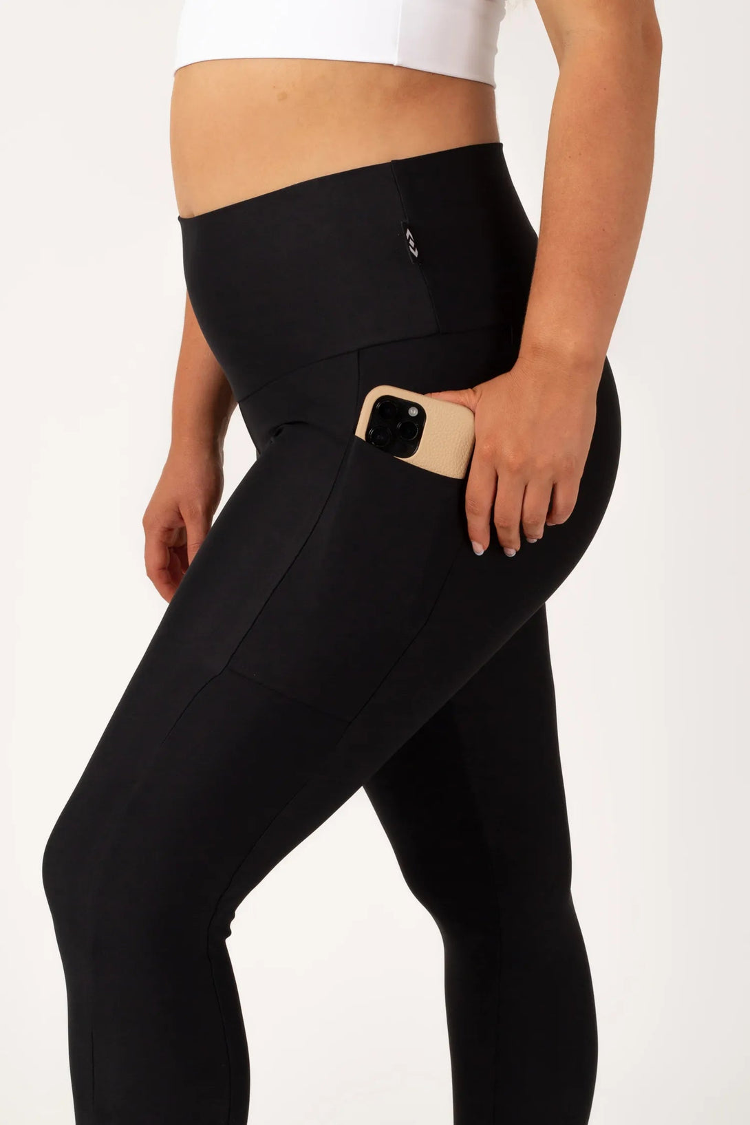 Performance Panel Pocket High Waisted 7/8 Leggings - Black-Activewear-Exoticathletica