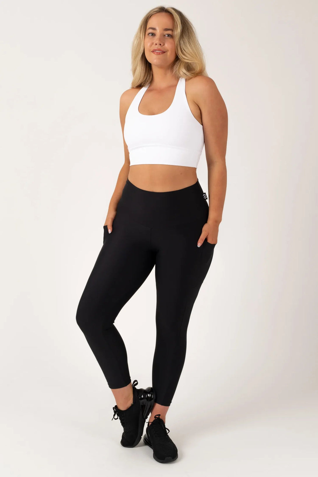 Performance Panel Pocket High Waisted 7/8 Leggings - Black-Activewear-Exoticathletica