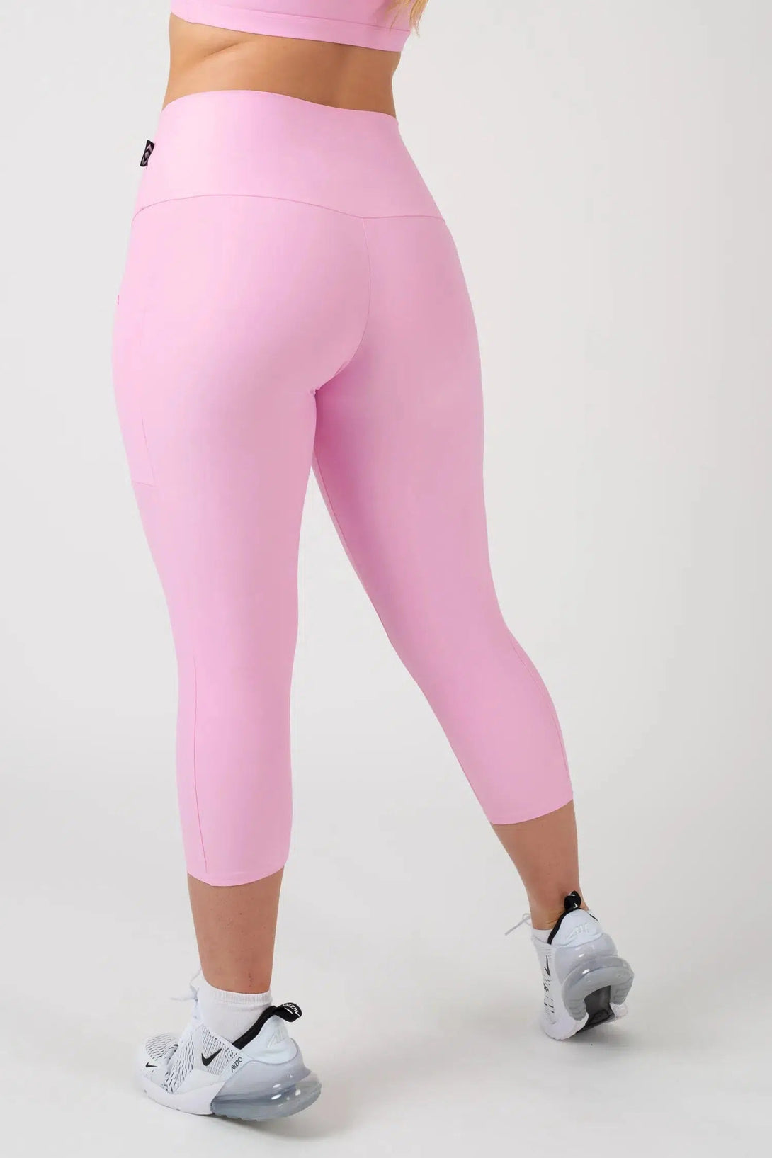 Performance Panel Pocket High Waisted Capri Leggings - Pastel Pink-Activewear-Exoticathletica